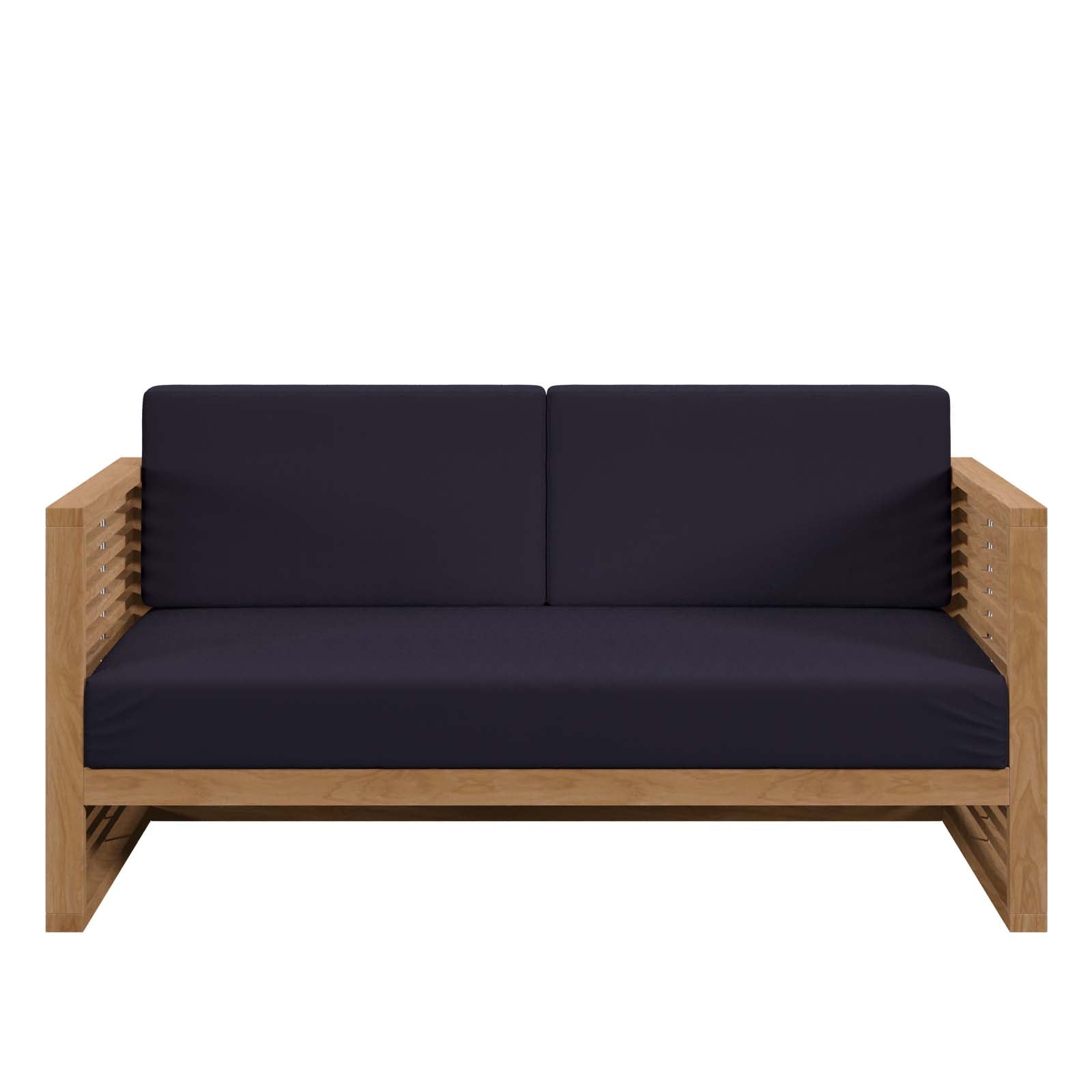 Modway Outdoor Sofas - Carlsbad Teak Wood Outdoor Patio Loveseat Natural Navy