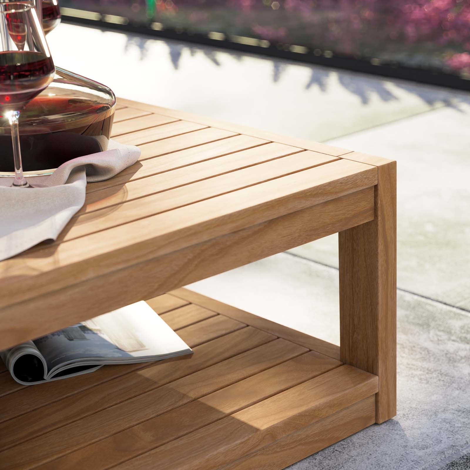 Modway Outdoor Coffee Tables - Carlsbad Teak Wood Outdoor Patio Coffee Table Natural