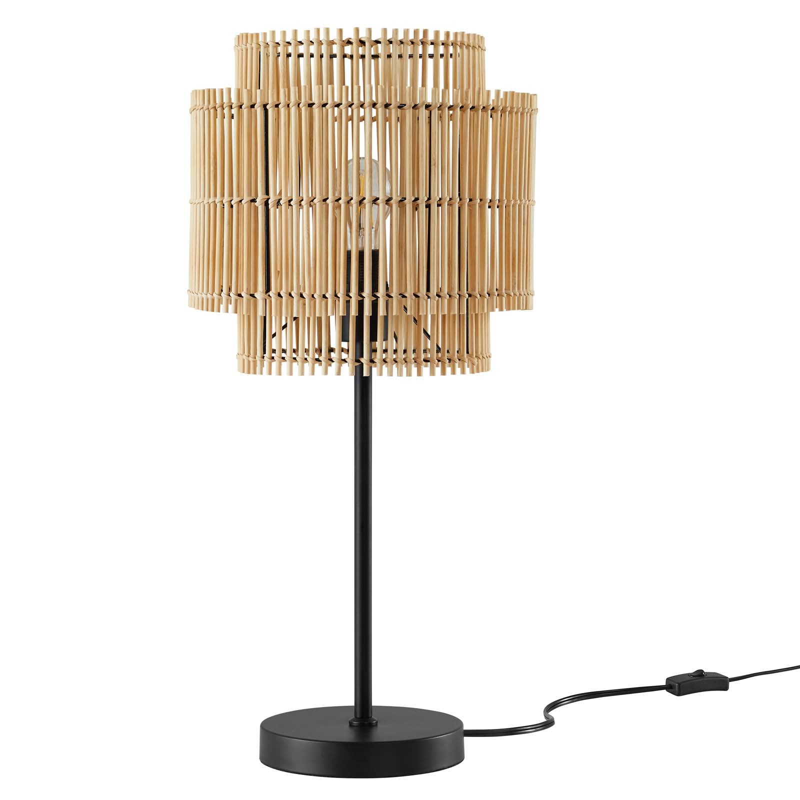 Modway Table Lamps - Nourish Bamboo Table Lamp Brown