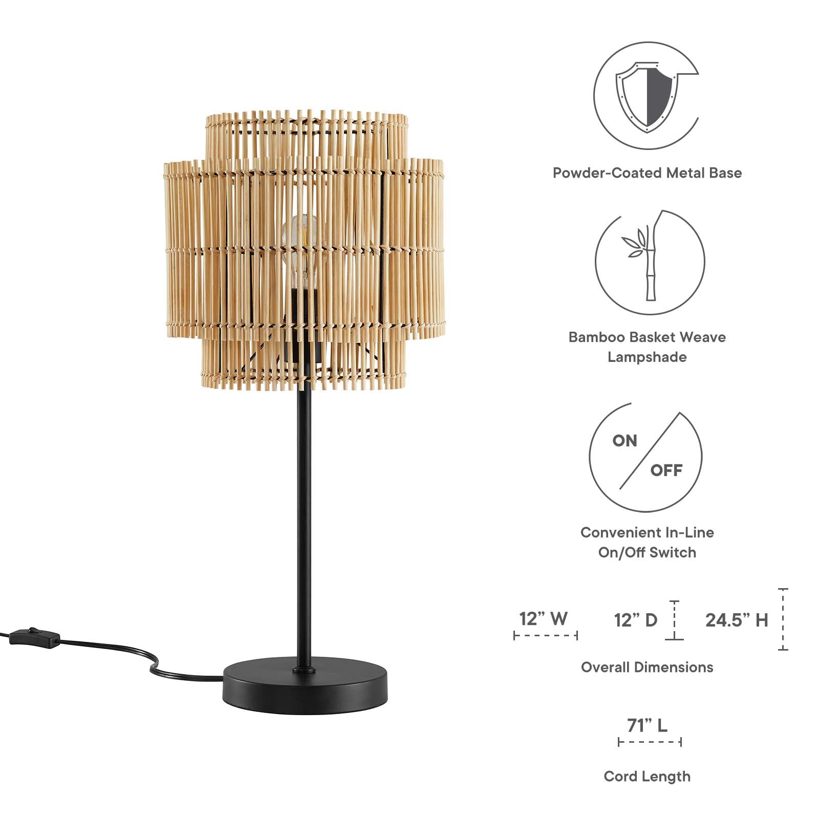 Modway Table Lamps - Nourish Bamboo Table Lamp Brown