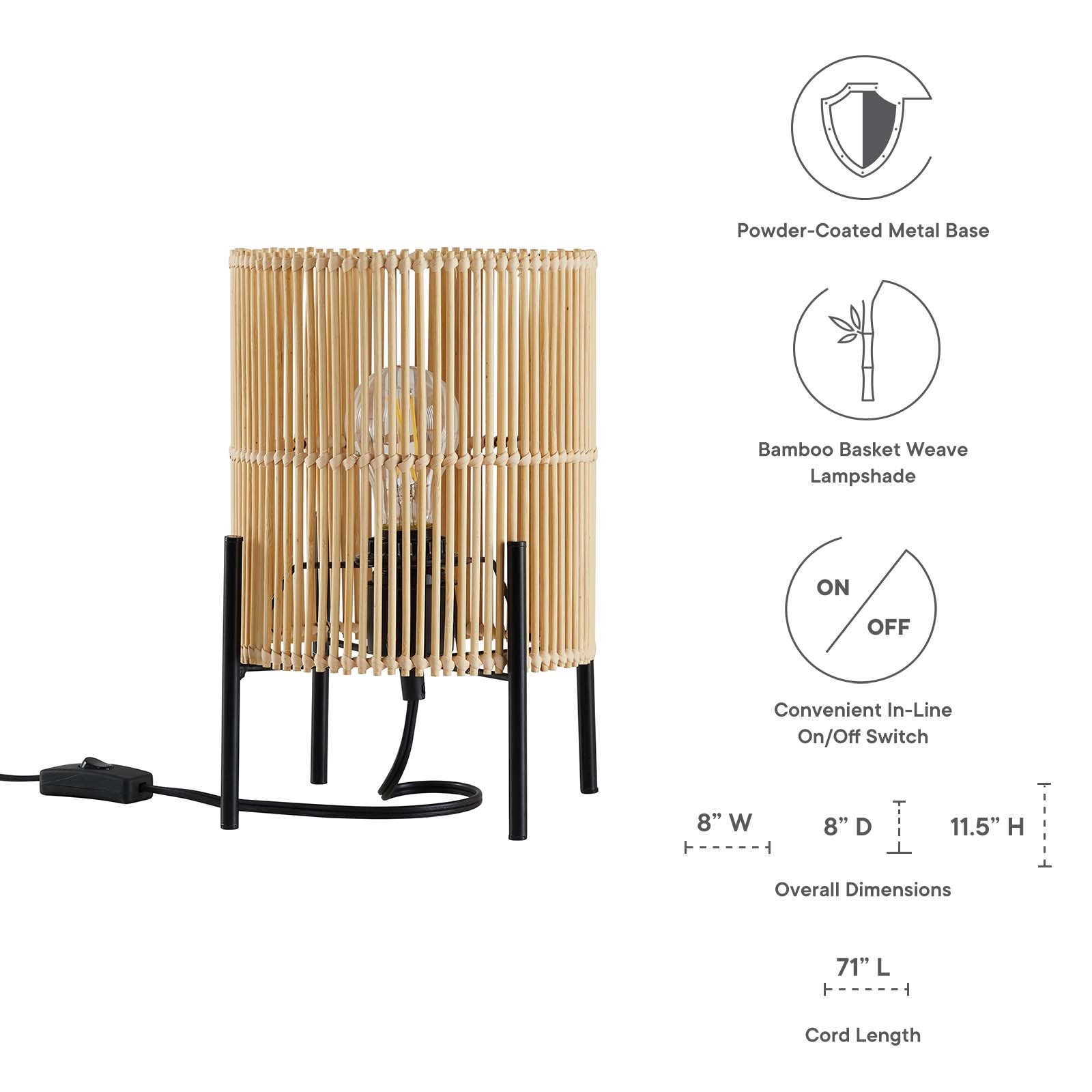 Modway Table Lamps - Casen Bamboo Table Lamp Natural