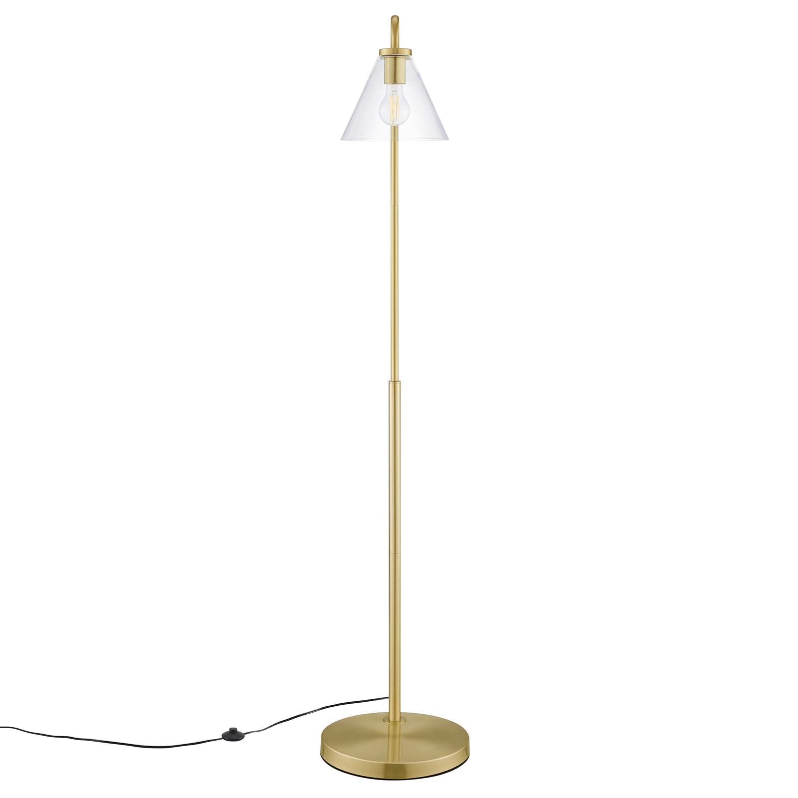 Modway Floor Lamps - Element Transparent Glass Glass And Metal Floor Lamp Satin Brass