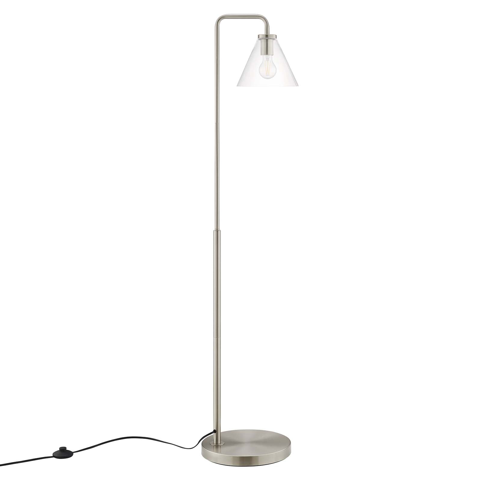 Modway Floor Lamps - Element Transparent Glass Glass And Metal Floor Lamp Satin Nickel