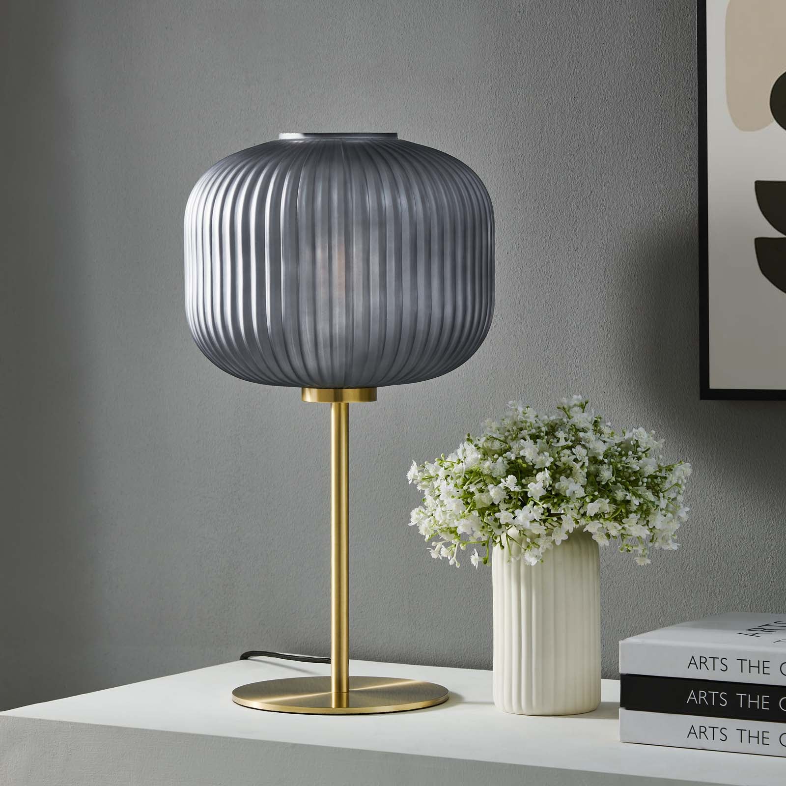 Modway Table Lamps - Reprise Glass Sphere Glass And Metal Table Lamp Black Satin Brass