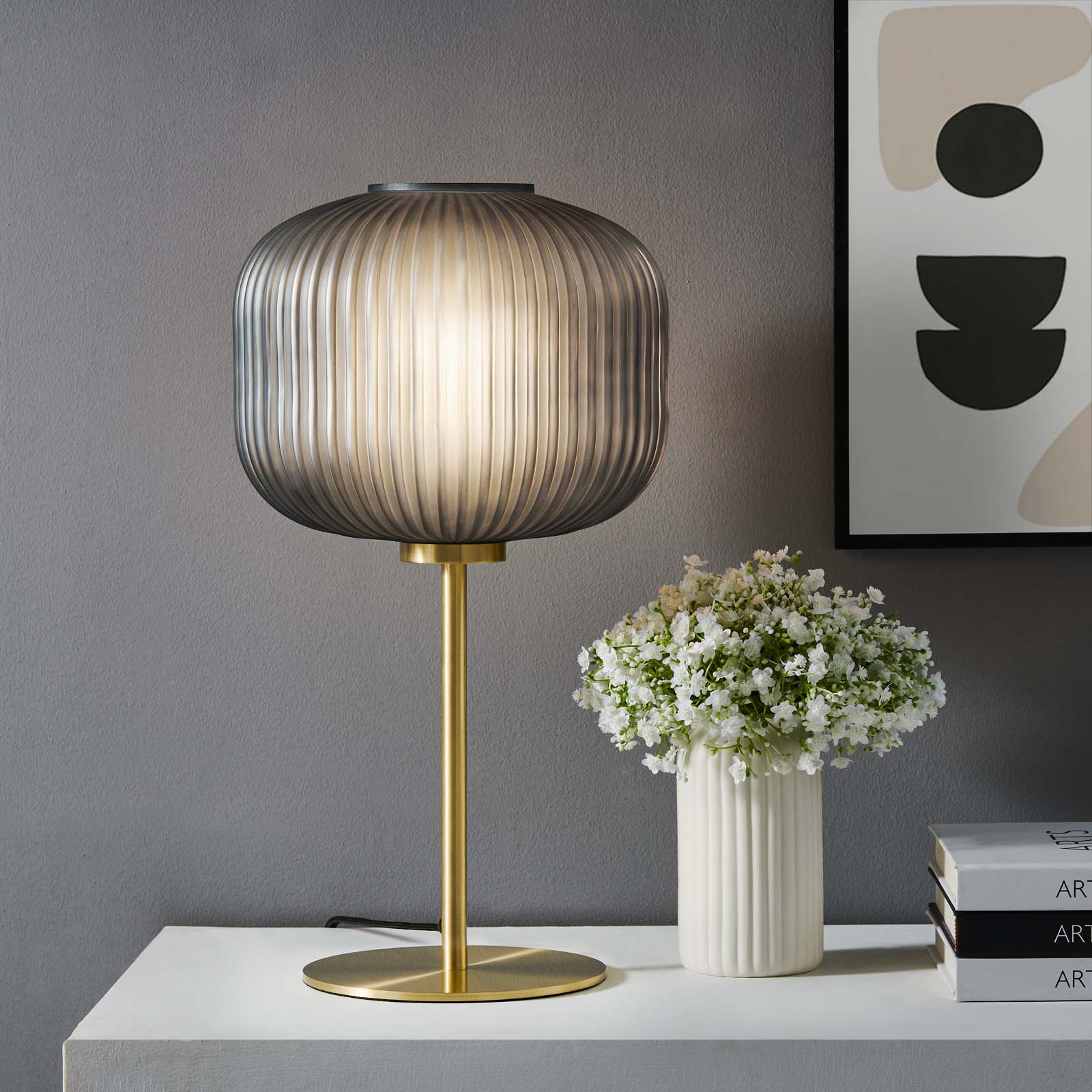 Modway Table Lamps - Reprise Glass Sphere Glass And Metal Table Lamp Black Satin Brass