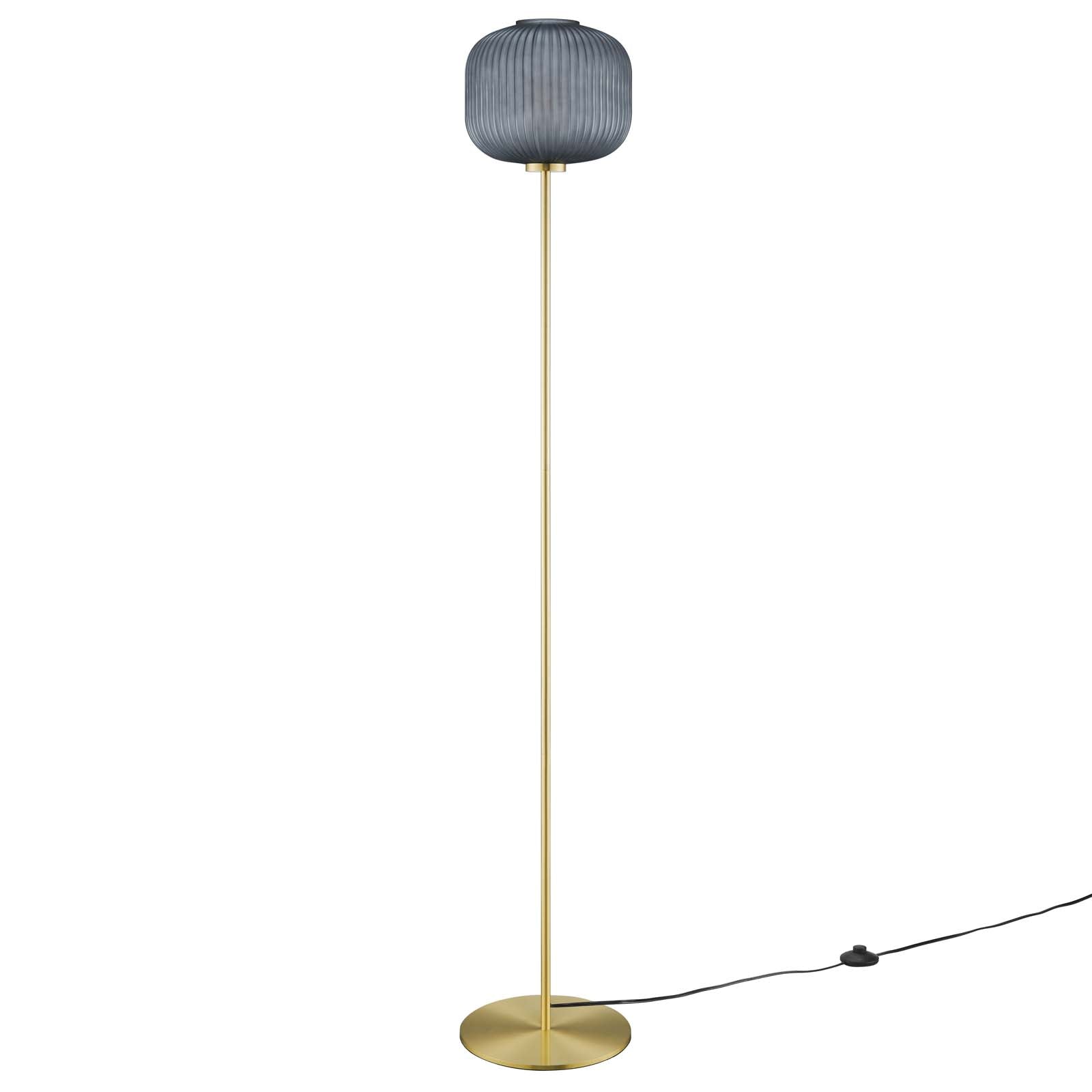 Modway Floor Lamps - Reprise Glass Sphere Glass And Metal Floor Lamp Black Satin Brass