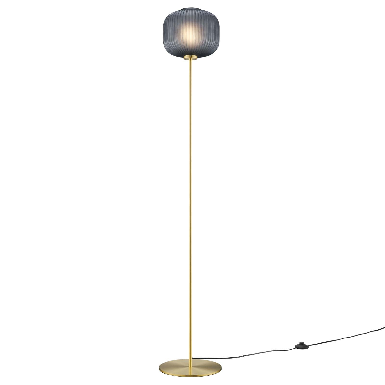 Modway Floor Lamps - Reprise Glass Sphere Glass And Metal Floor Lamp Black Satin Brass