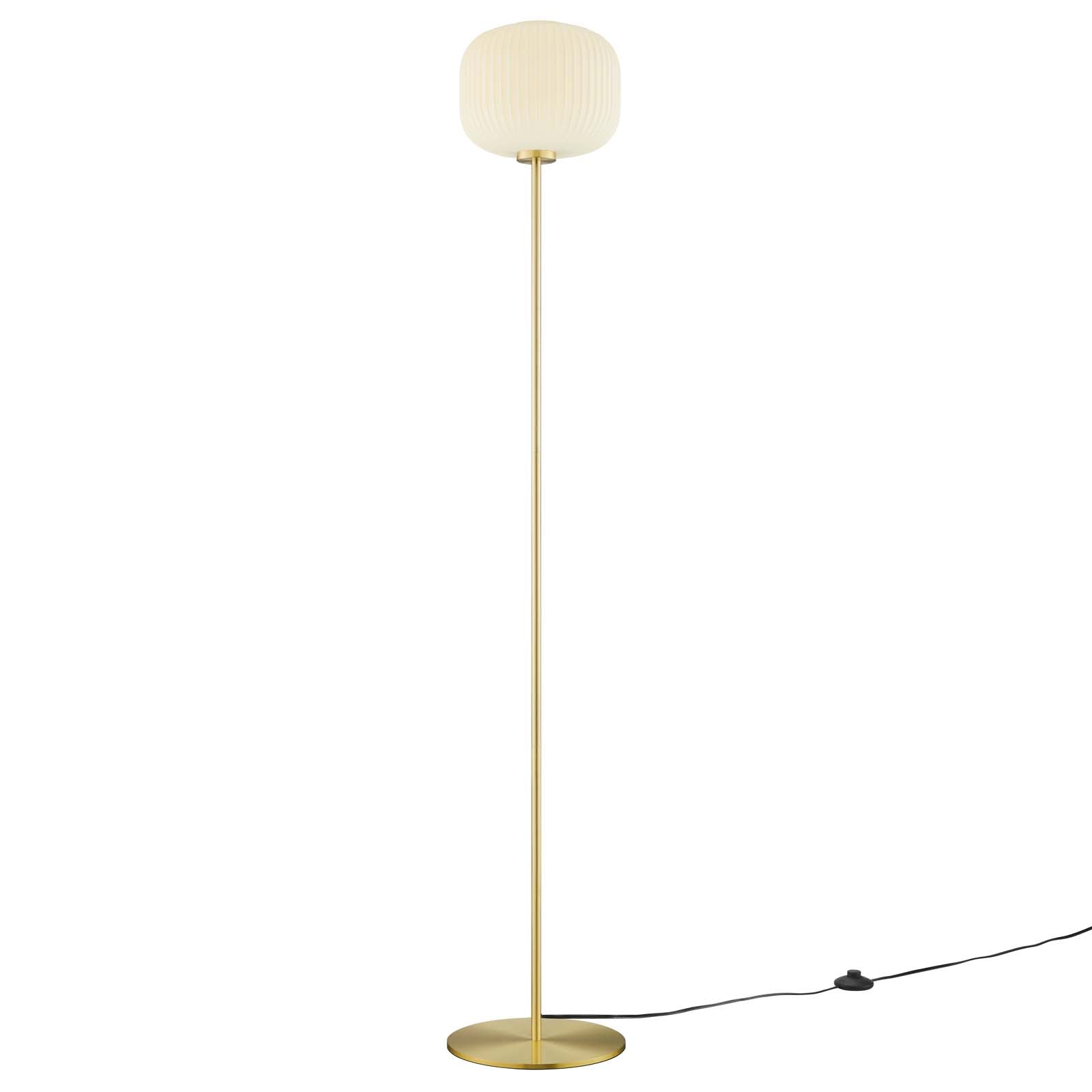 Modway Floor Lamps - Reprise Glass Sphere Glass And Metal Floor Lamp White Satin Brass