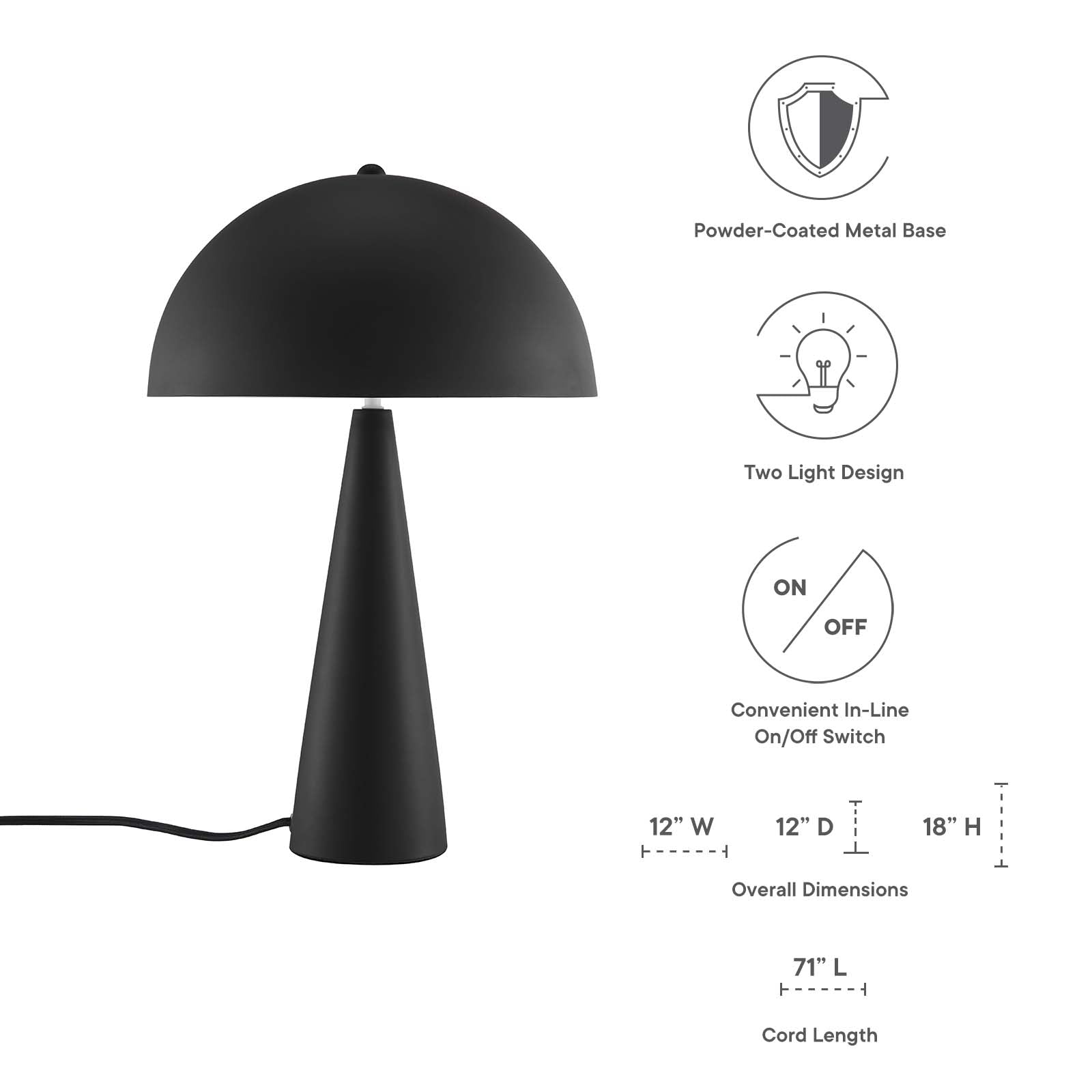 Modway Table Lamps - Selena Metal Table Lamp Black