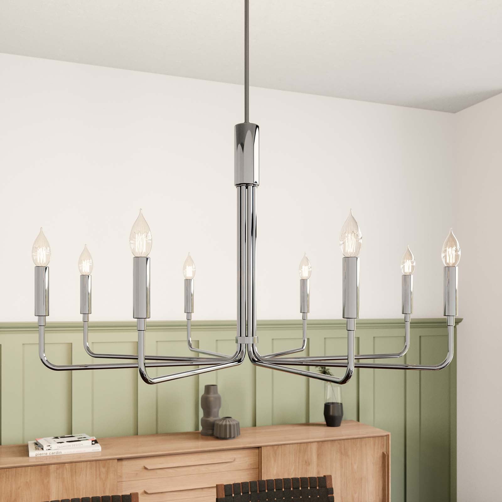 Modway Ceiling Lights - Rekindle 8-Light Chandelier Polished Nickel