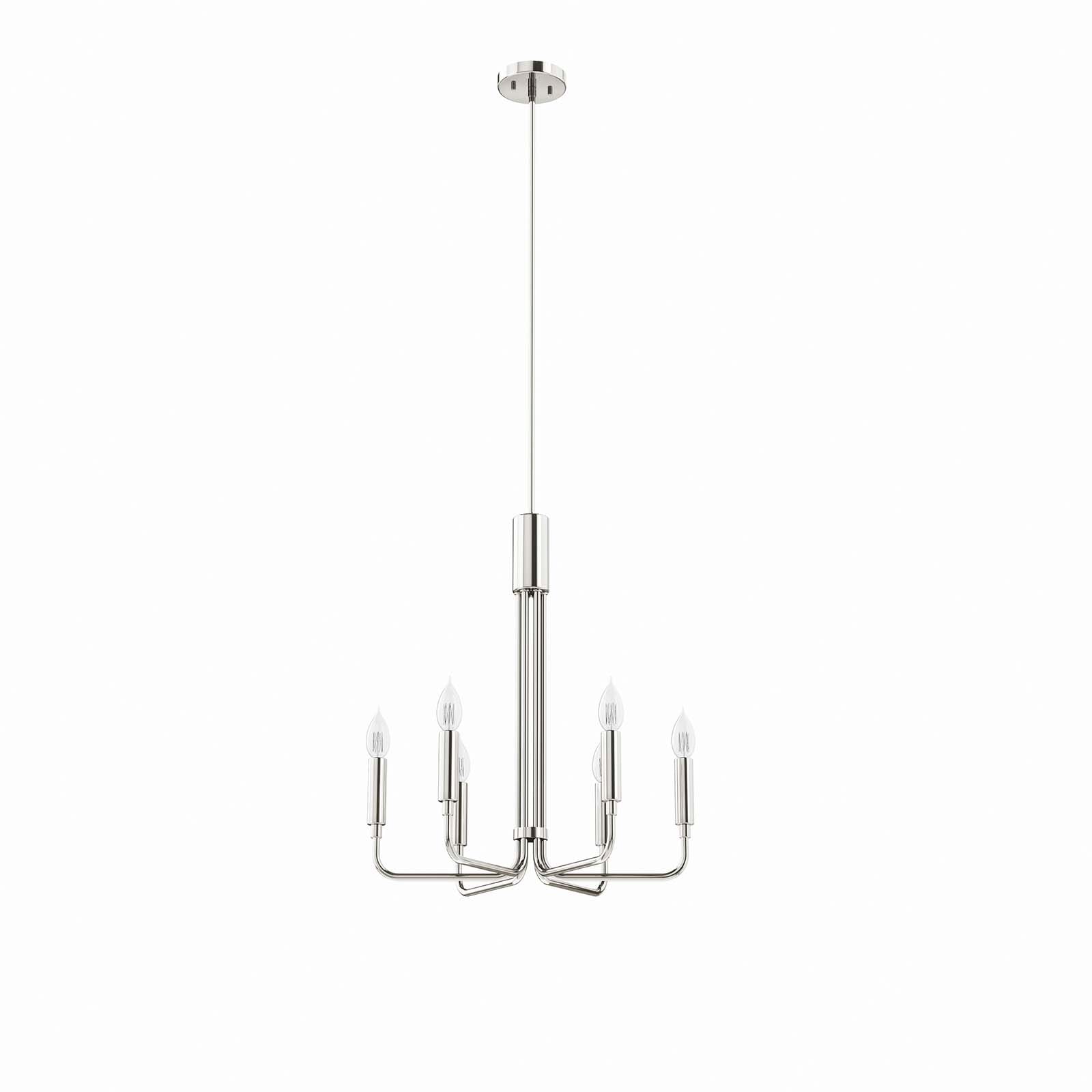 Modway Ceiling Lamps - Rekindle-6-Light-Chandelier-Polished-Nickel