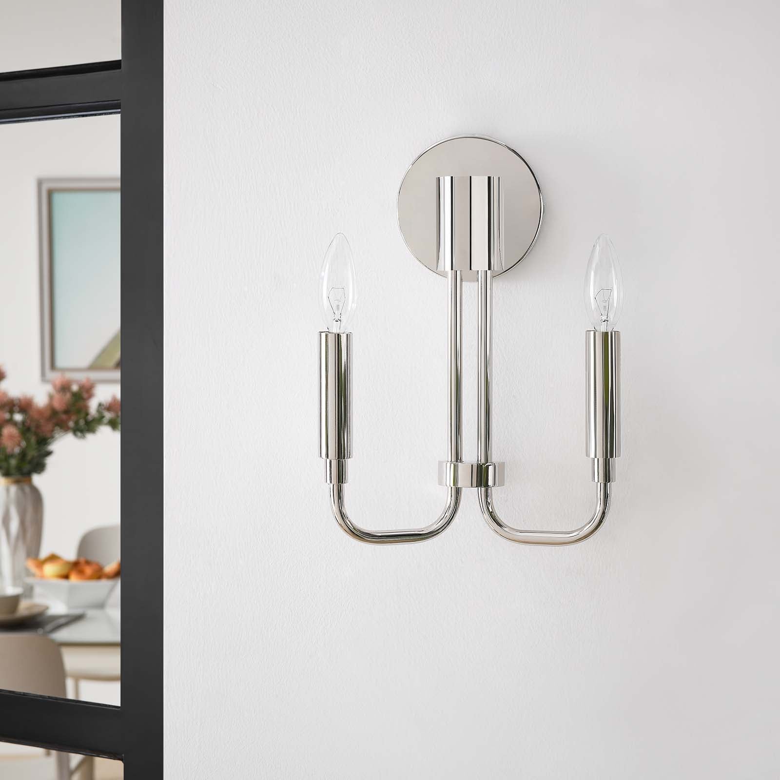 Modway Wall Sconces - Rekindle 2-Light Wall Sconce Polished Nickel