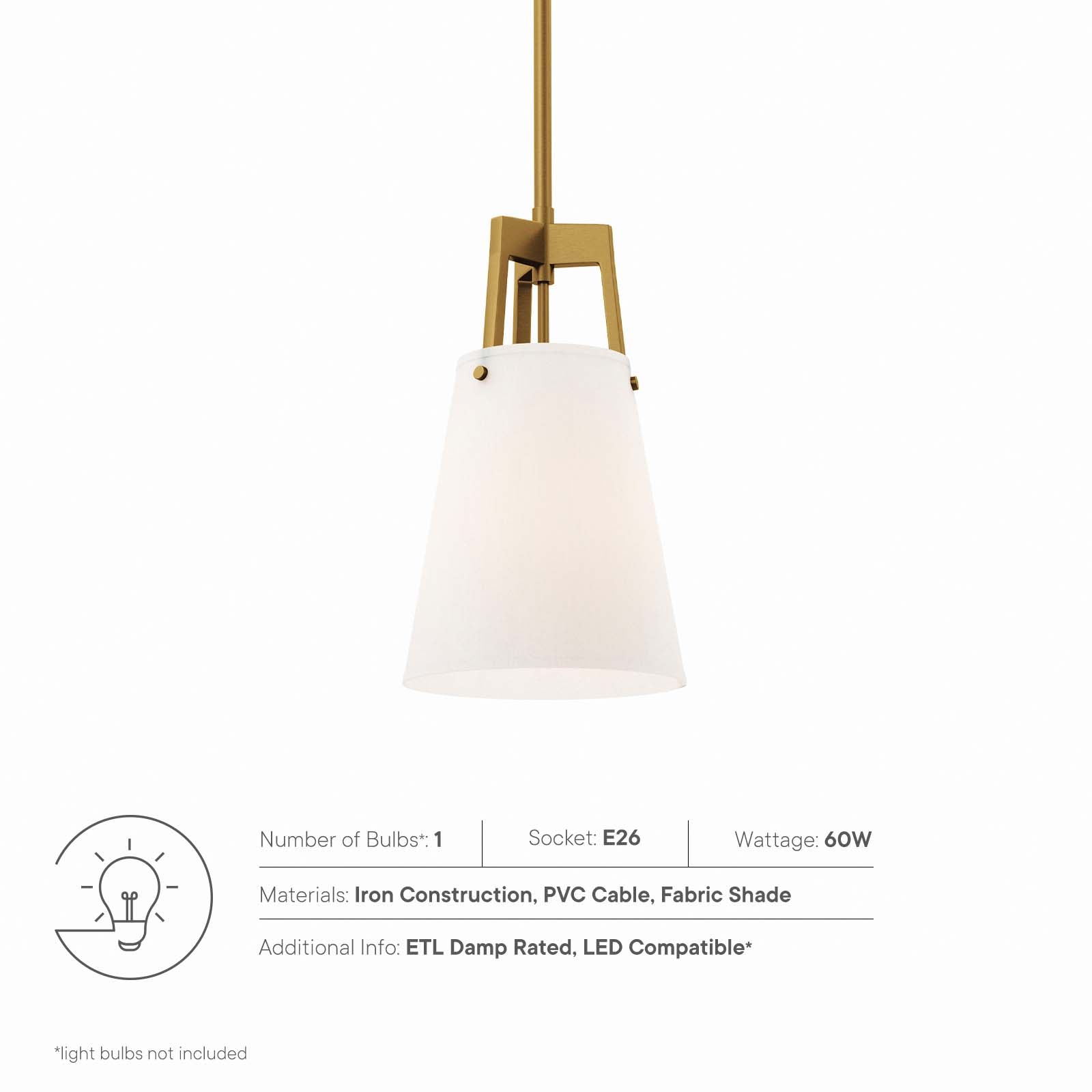 Modway Ceiling Lights - Aspire Pendant Light White Satin Brass