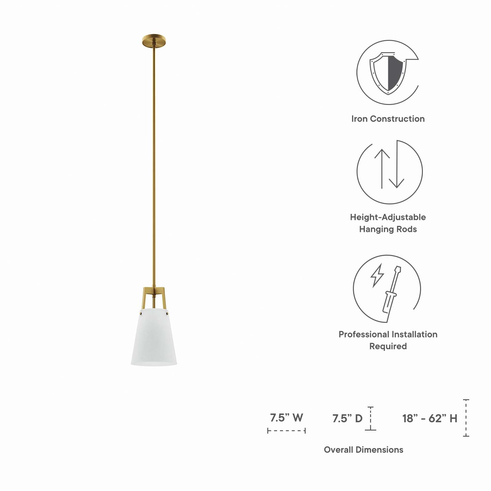 Modway Ceiling Lights - Aspire Pendant Light White Satin Brass