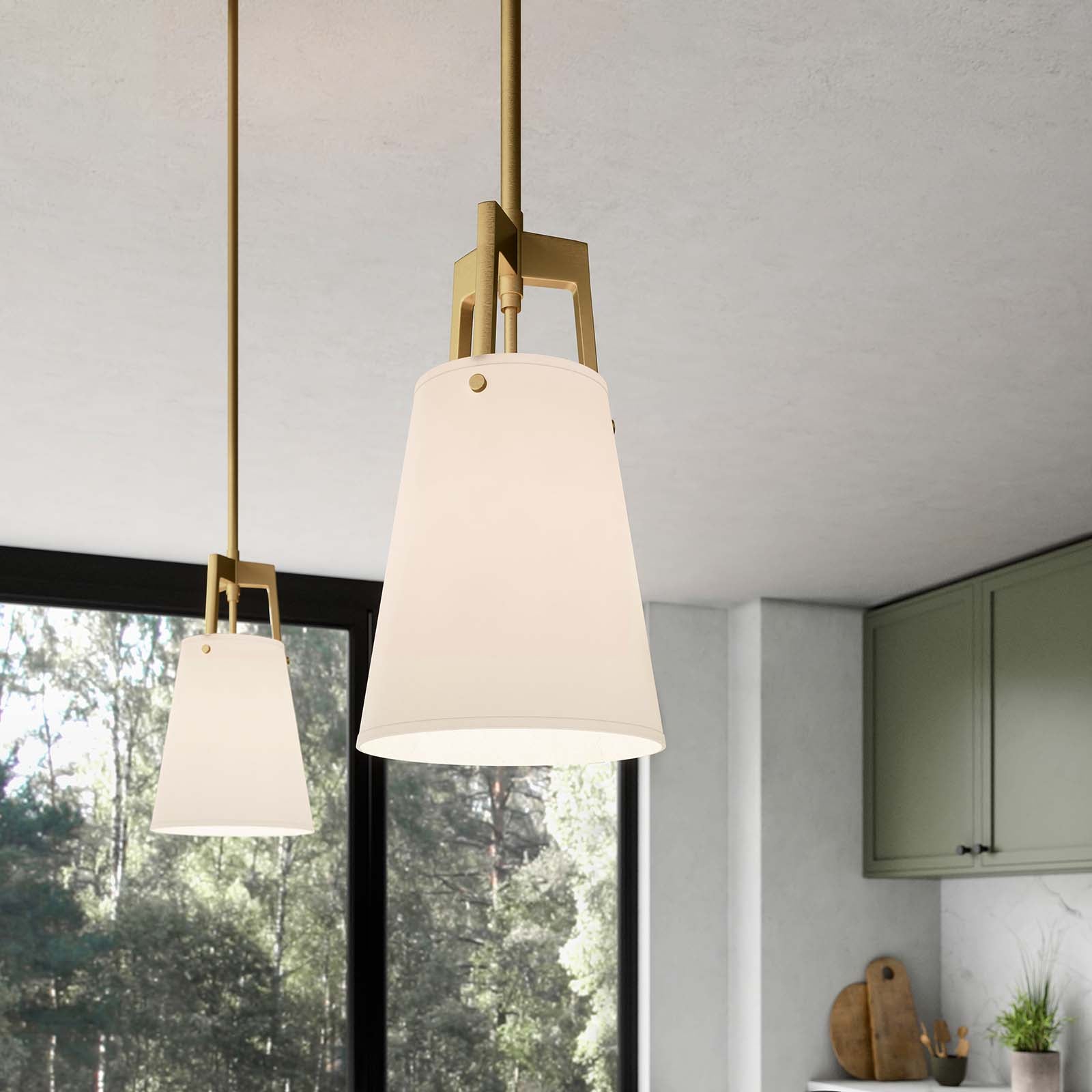 Modway Ceiling Lights - Aspire Pendant Light White Satin Brass