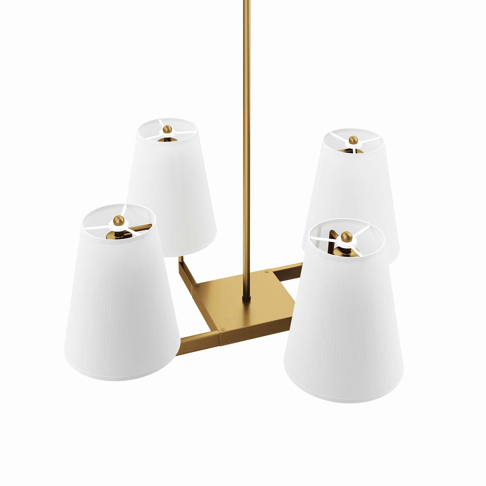Modway Ceiling Lights - Mercer 4-Light Pendant Light White Satin Brass