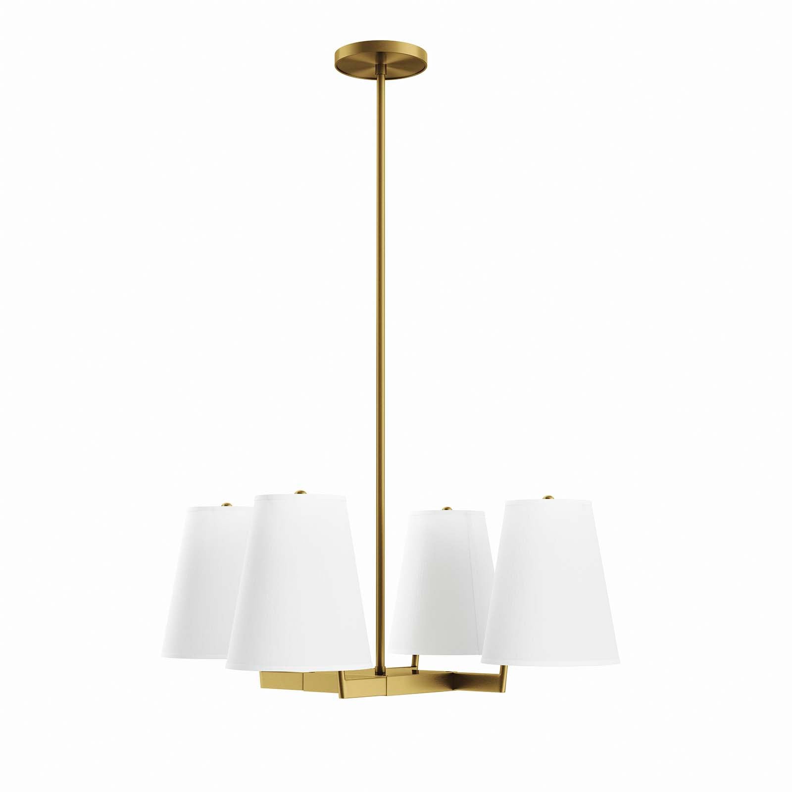 Modway Ceiling Lights - Mercer 4-Light Pendant Light White Satin Brass