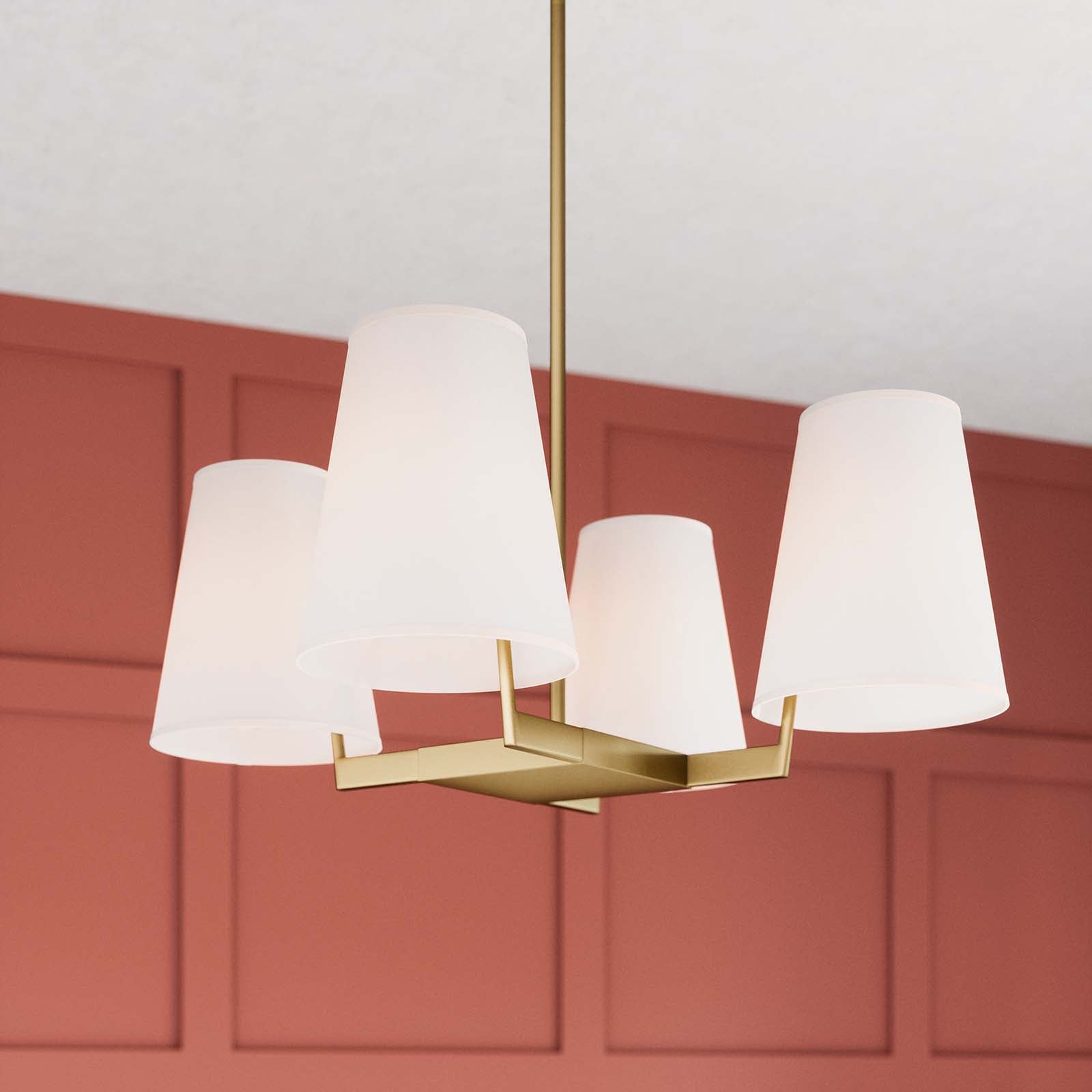 Modway Ceiling Lights - Mercer 4-Light Pendant Light White Satin Brass