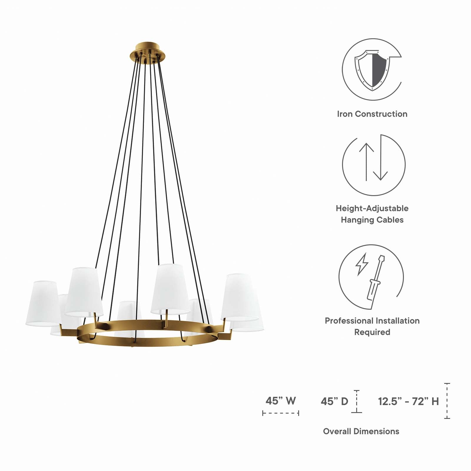 Modway Ceiling Lights - Surround 8-Light Chandelier White Satin Brass