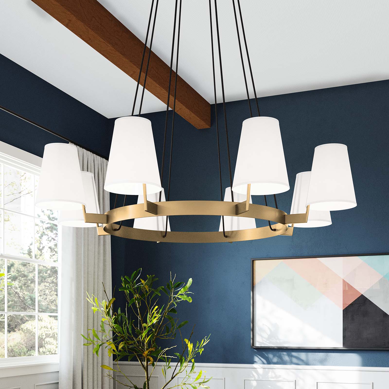 Modway Ceiling Lights - Surround 8-Light Chandelier White Satin Brass