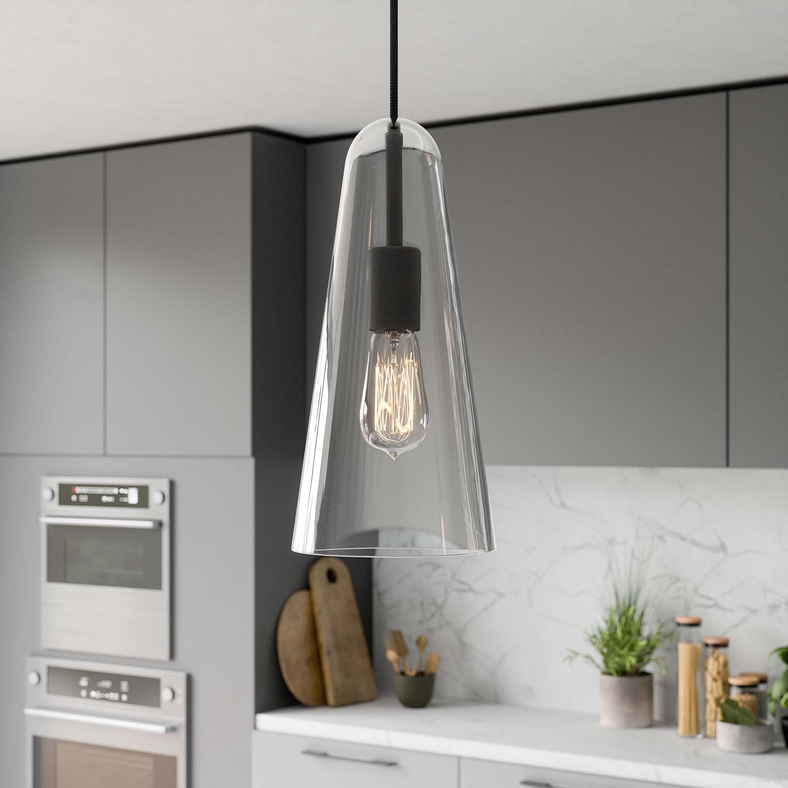 Modway Ceiling Lights - Beacon 1-Light Pendant Light Clear Black