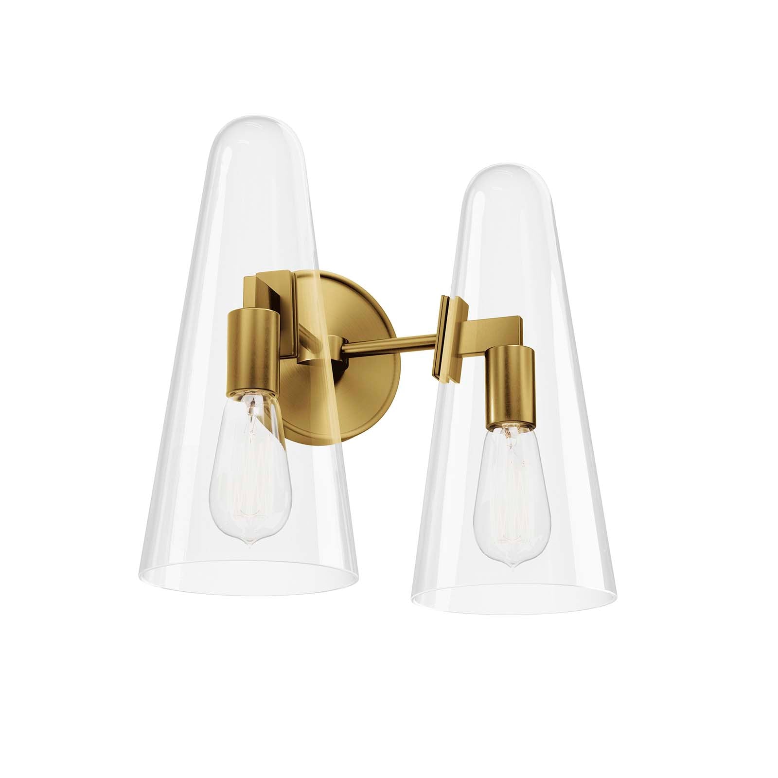 Modway Wall Sconces - Beacon 2-Light Wall Sconce Clear Satin Brass