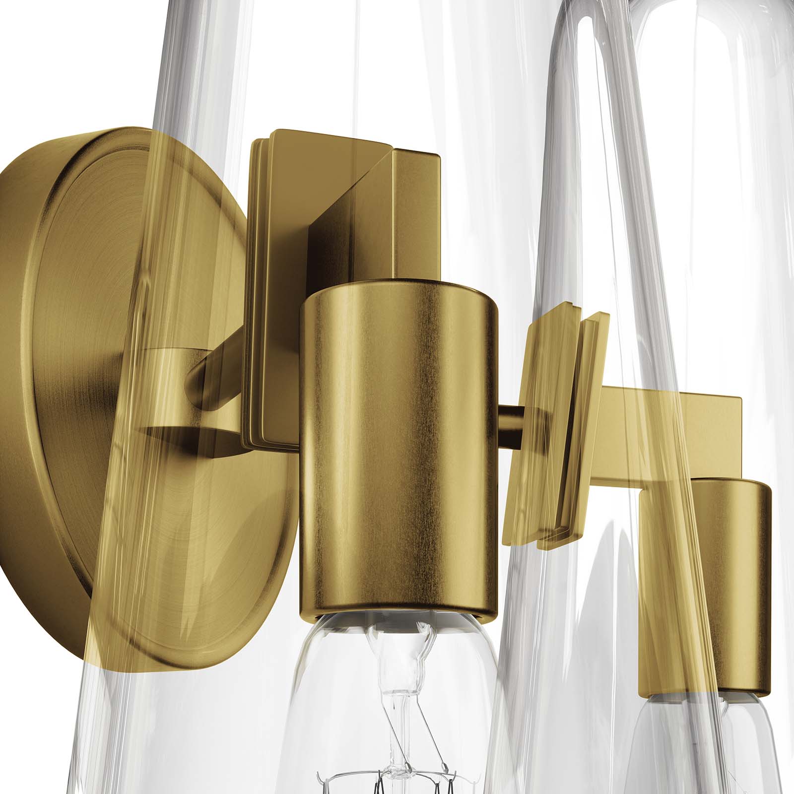 Modway Wall Sconces - Beacon 2-Light Wall Sconce Clear Satin Brass