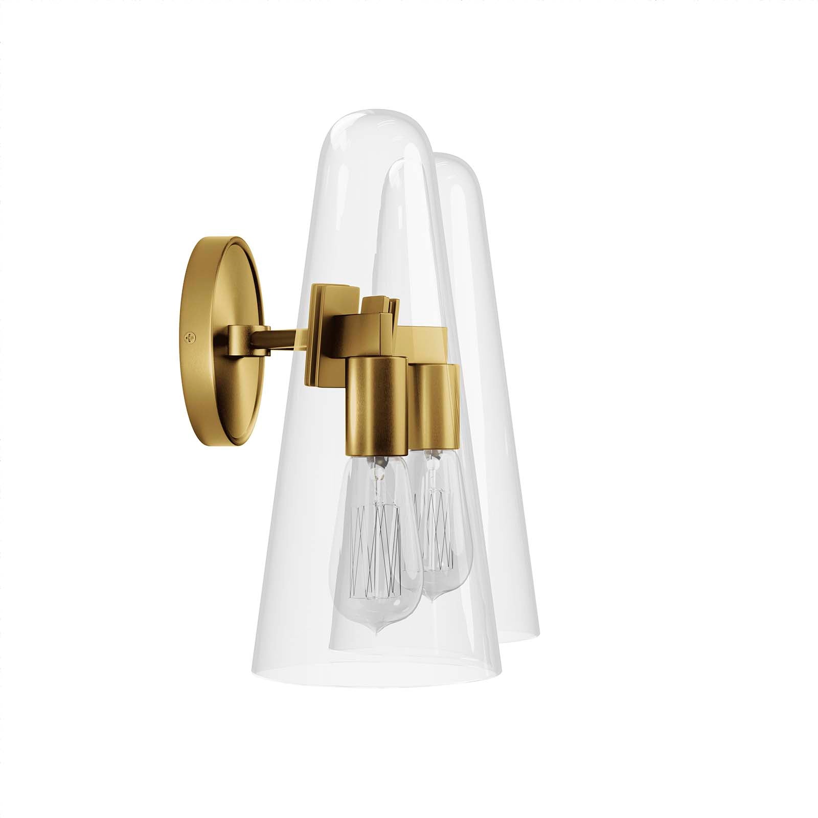 Modway Wall Sconces - Beacon 2-Light Wall Sconce Clear Satin Brass