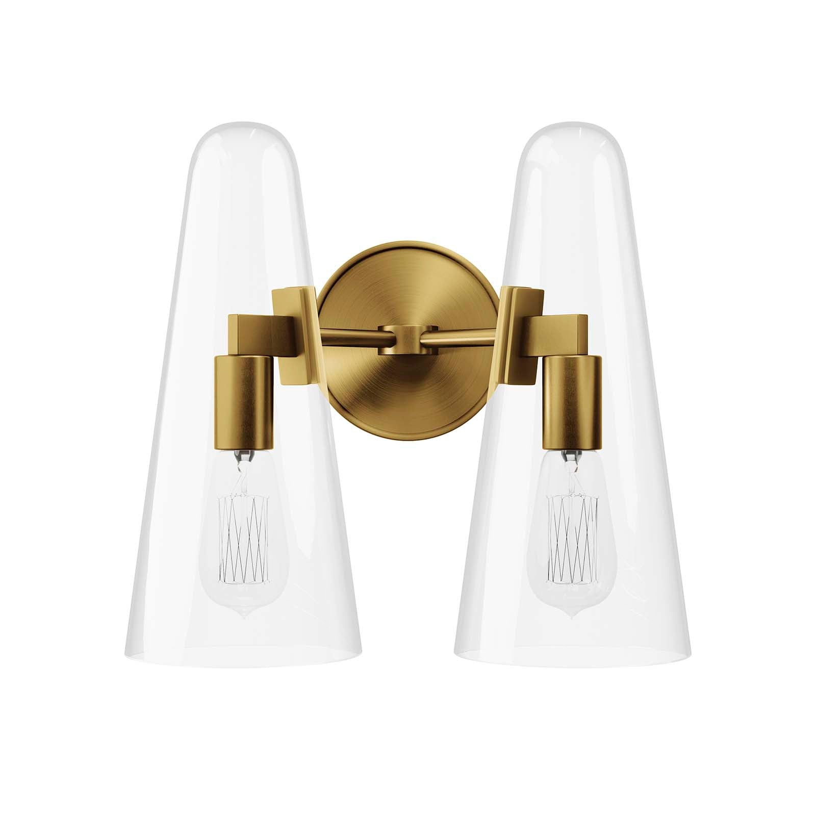 Modway Wall Sconces - Beacon 2-Light Wall Sconce Clear Satin Brass