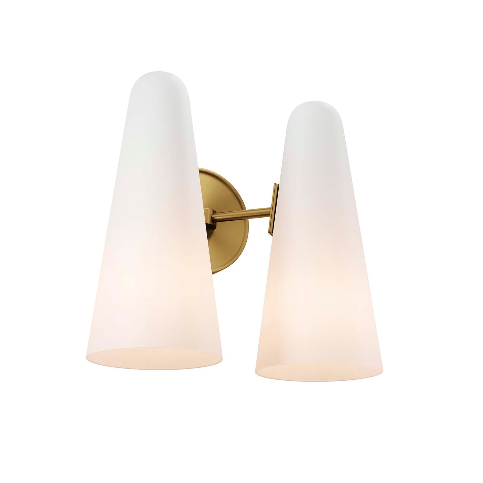 Modway Wall Sconces - Beacon-2-Light-Wall-Sconce-Opal-Satin-Brass