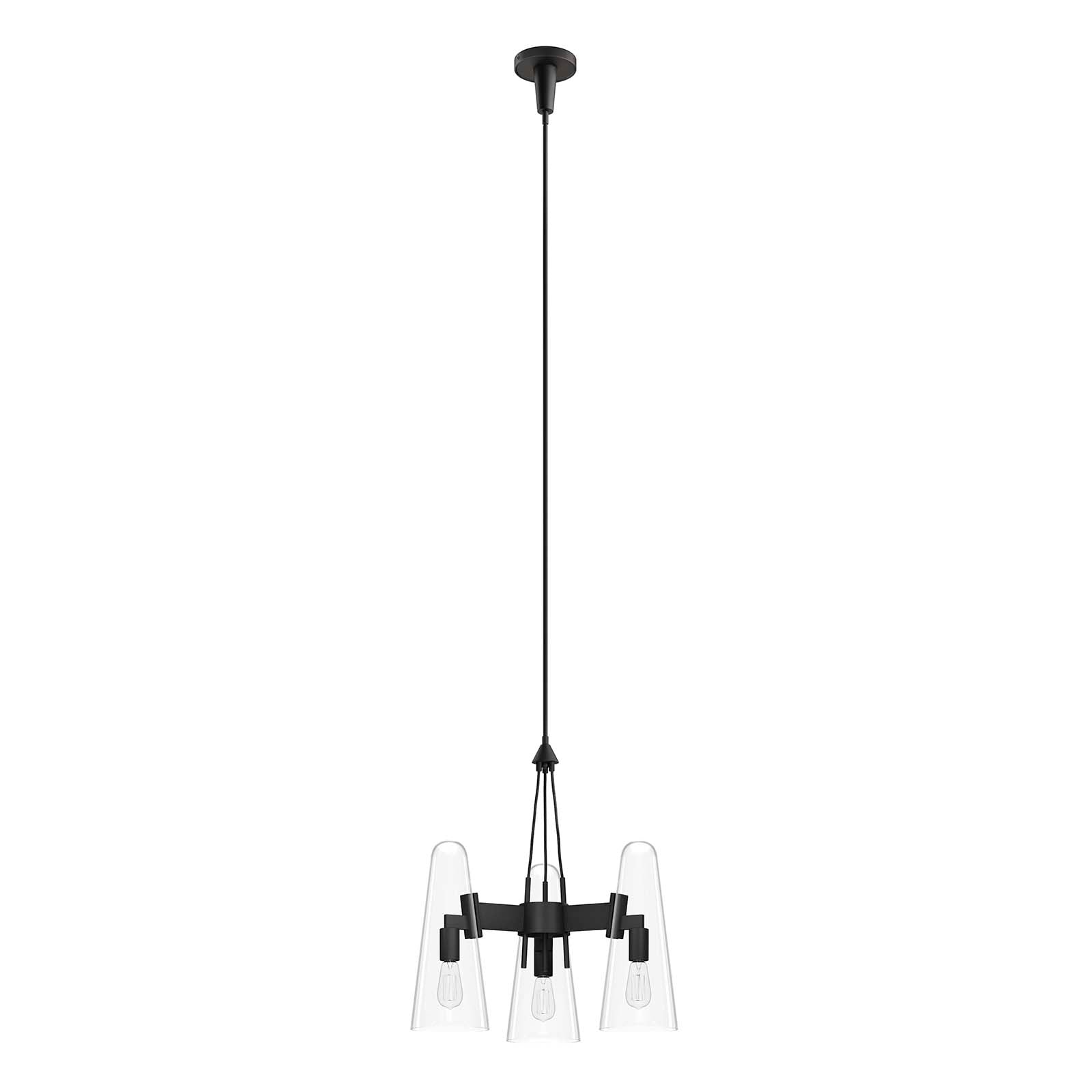 Modway Ceiling Lamps - Beacon-3-Light-Pendant-Light-Clear-Black