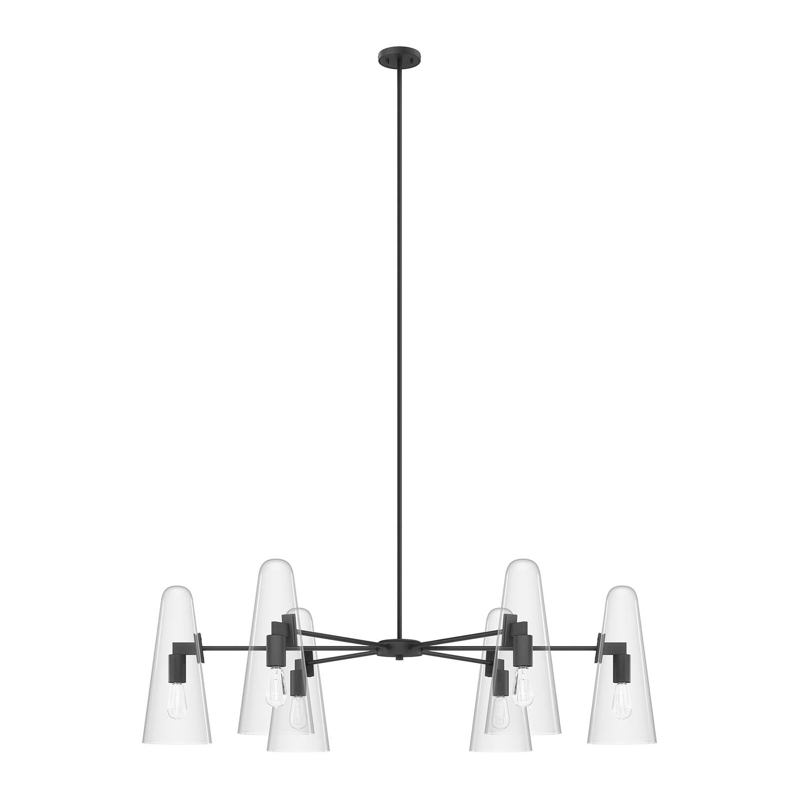 Modway Ceiling Lamps - Beacon-6-Light-Chandelier-Clear-Black