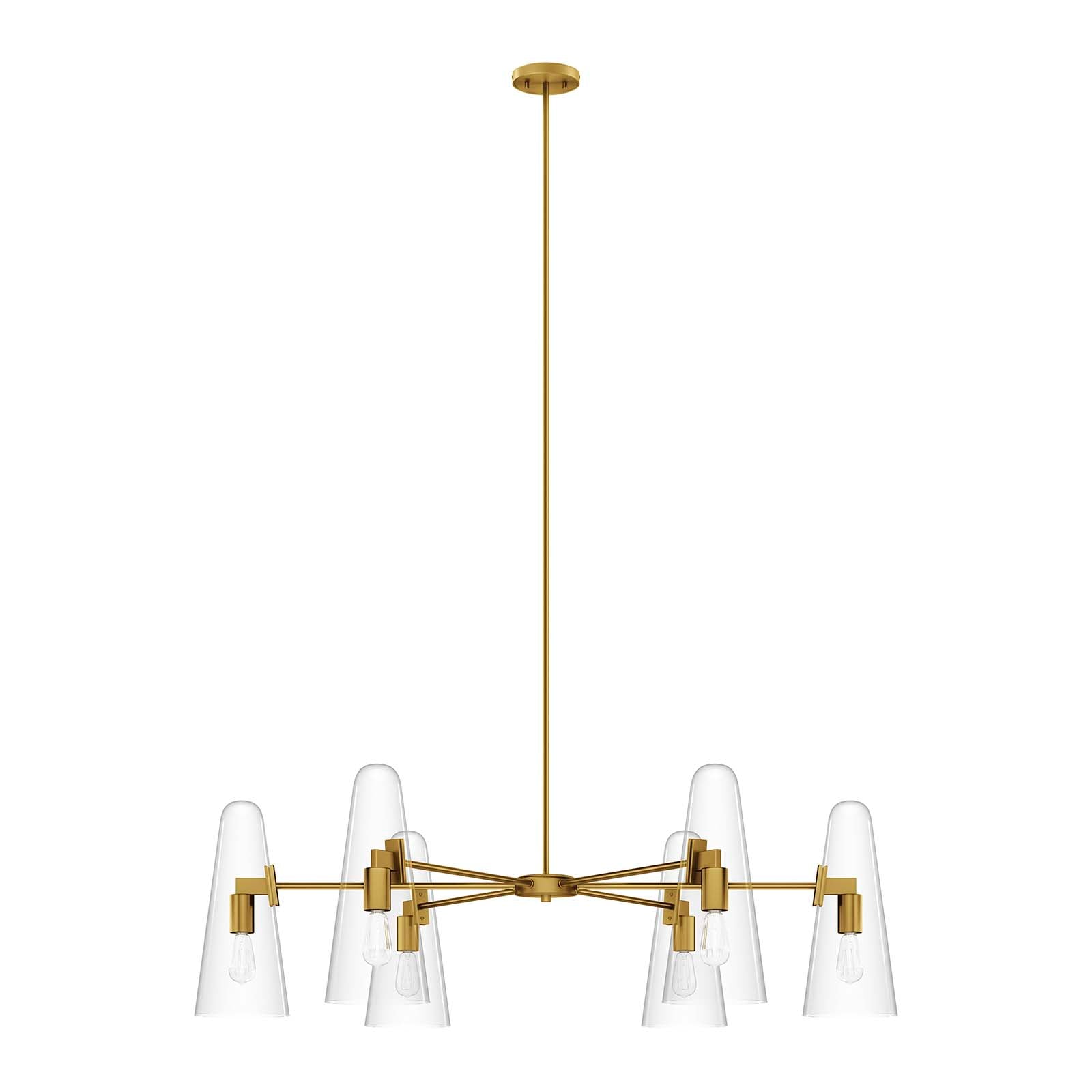 Modway Ceiling Lamps - Beacon-6-Light-Chandelier-Clear-Satin-Brass
