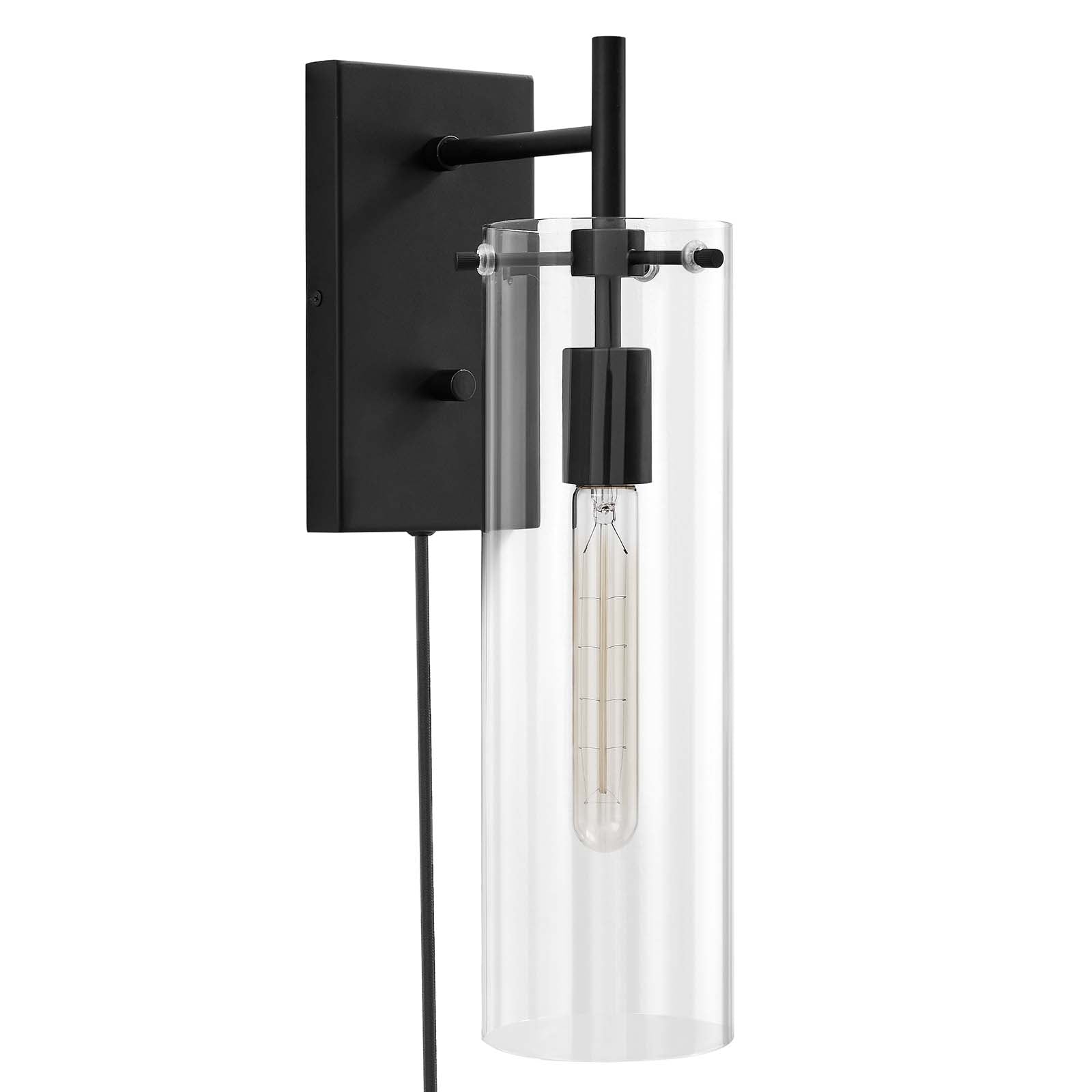 Modway Wall Sconces - Skylark-Wall-Sconce-Clear-Black
