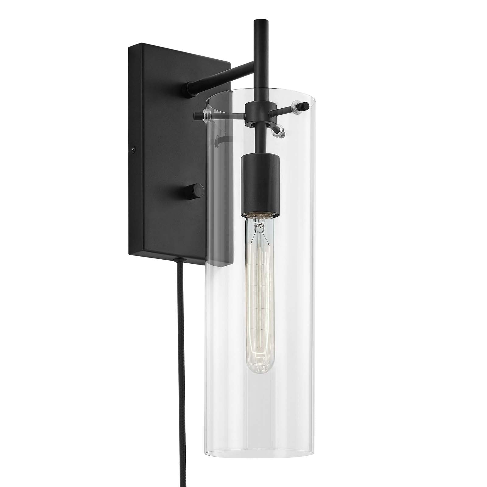 Modway Wall Sconces - Skylark-Wall-Sconce-Clear-Black