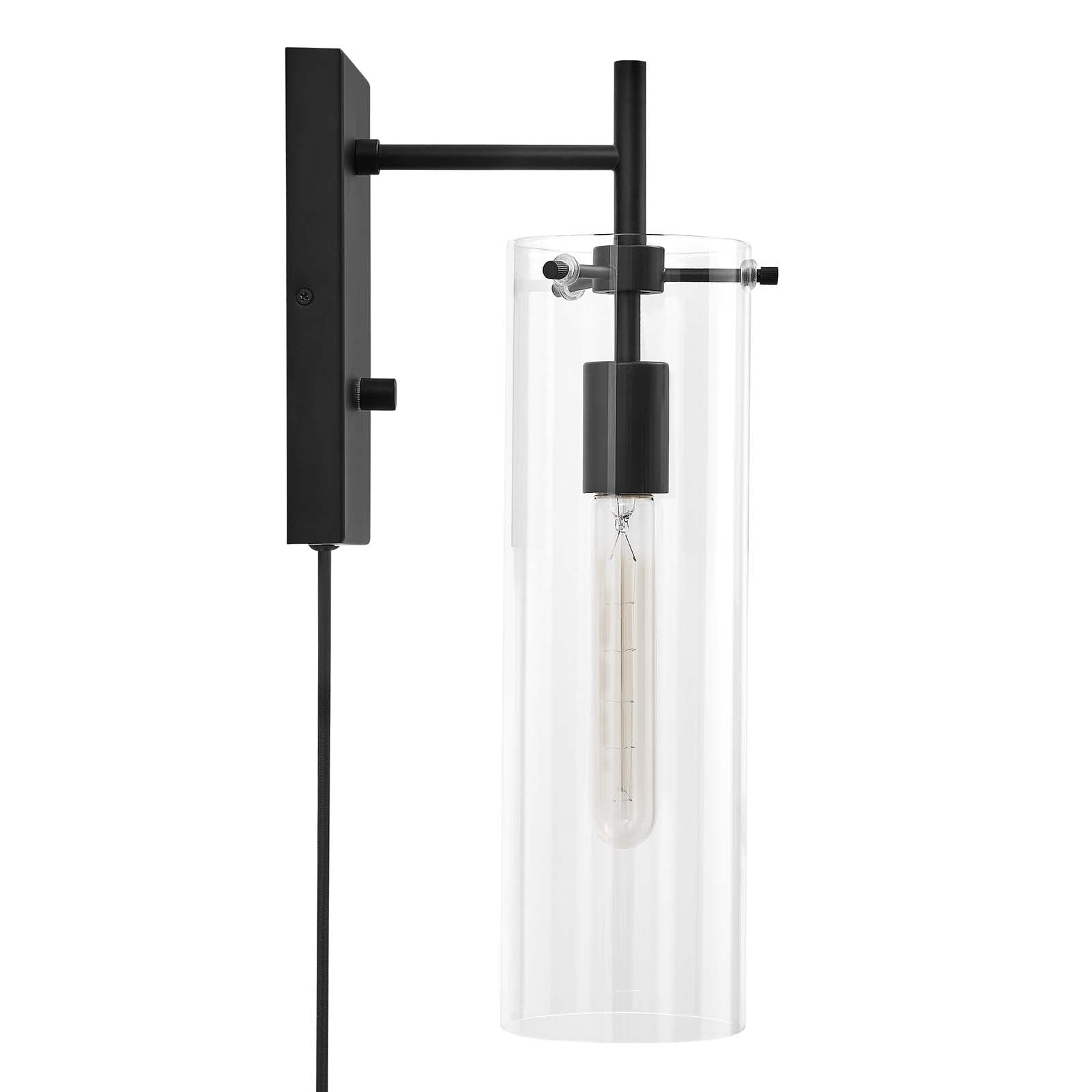 Modway Wall Sconces - Skylark-Wall-Sconce-Clear-Black