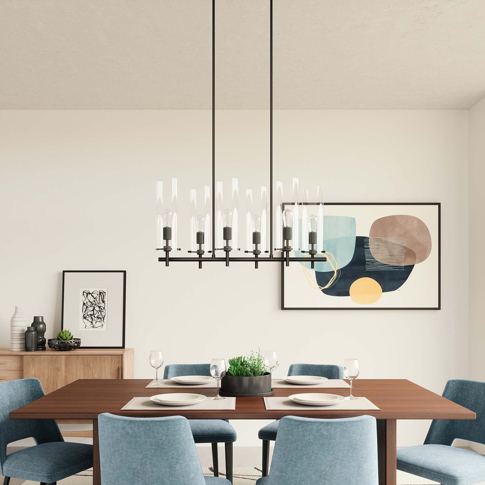 Modway Ceiling Lights - Skylark 6-Light Chandelier Clear Black