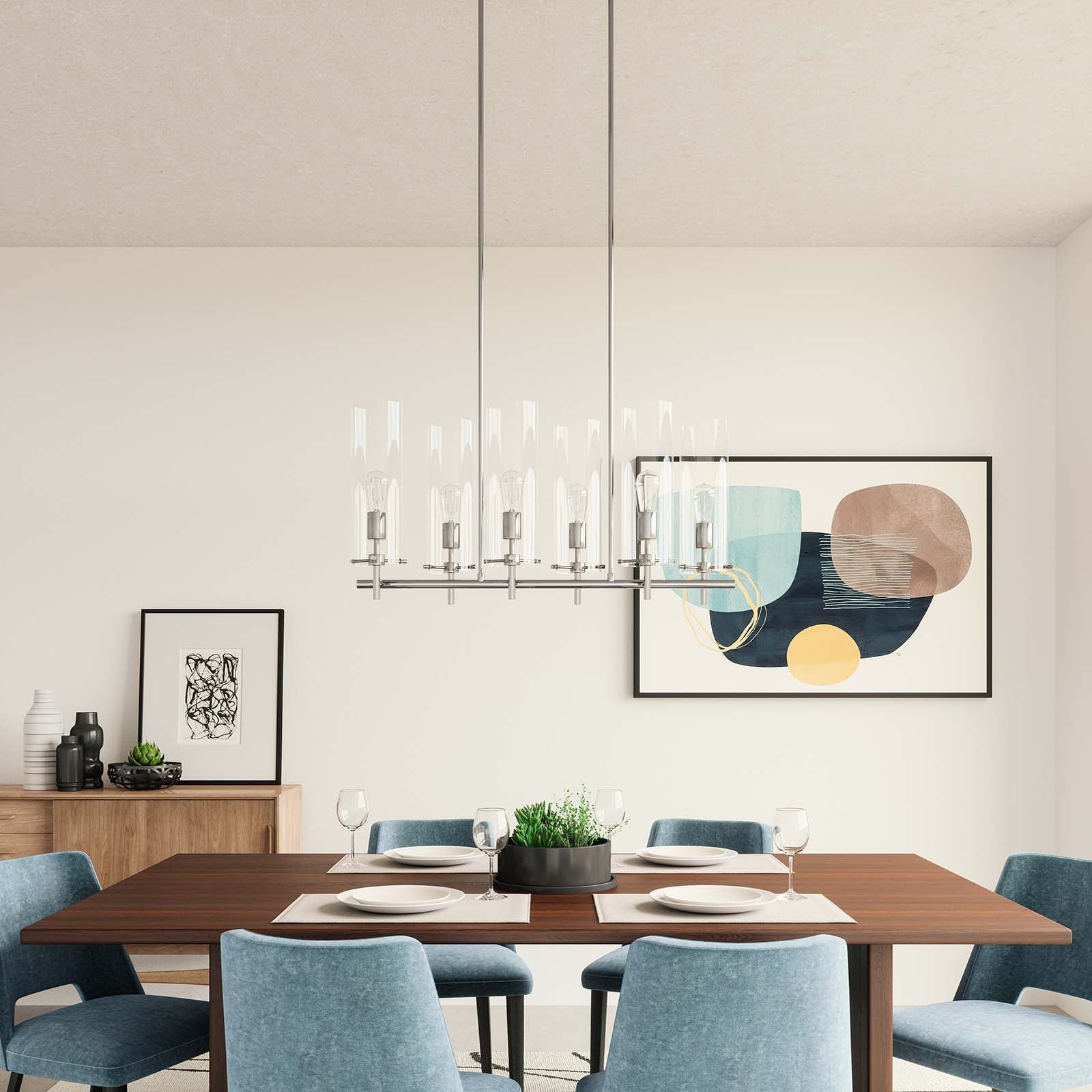 Modway Ceiling Lights - Skylark 6-Light Chandelier Clear Polished Nickel