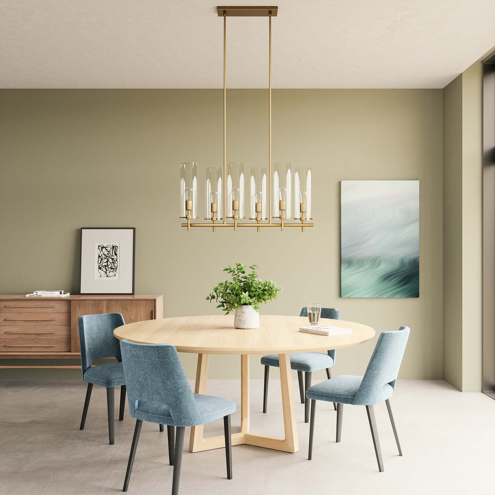 Modway Ceiling Lights - Skylark 6-Light Chandelier Clear Satin Brass