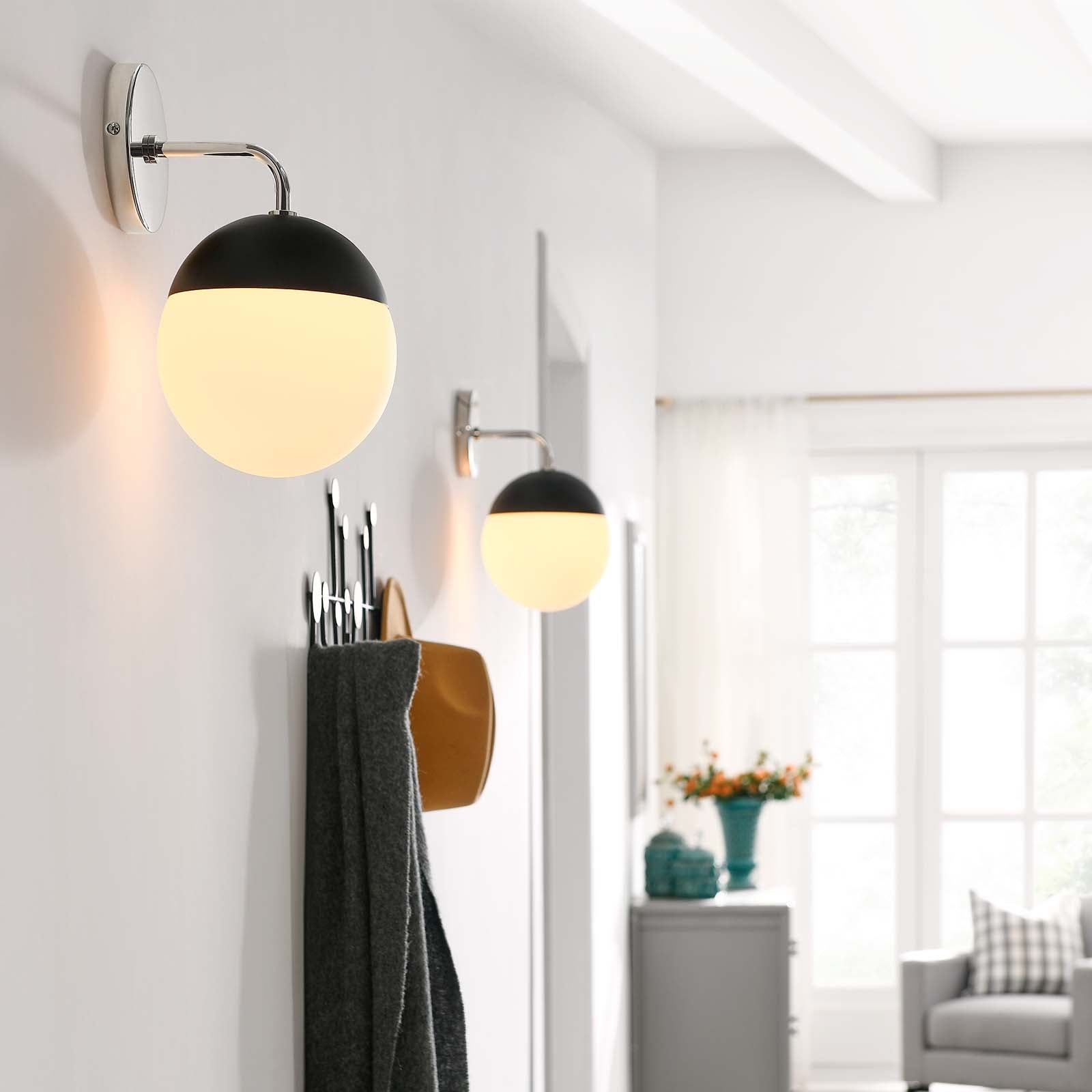 Modway Wall Sconces - Stellar-1-Light-Wall-Sconce-Opal-Polished-Nickel