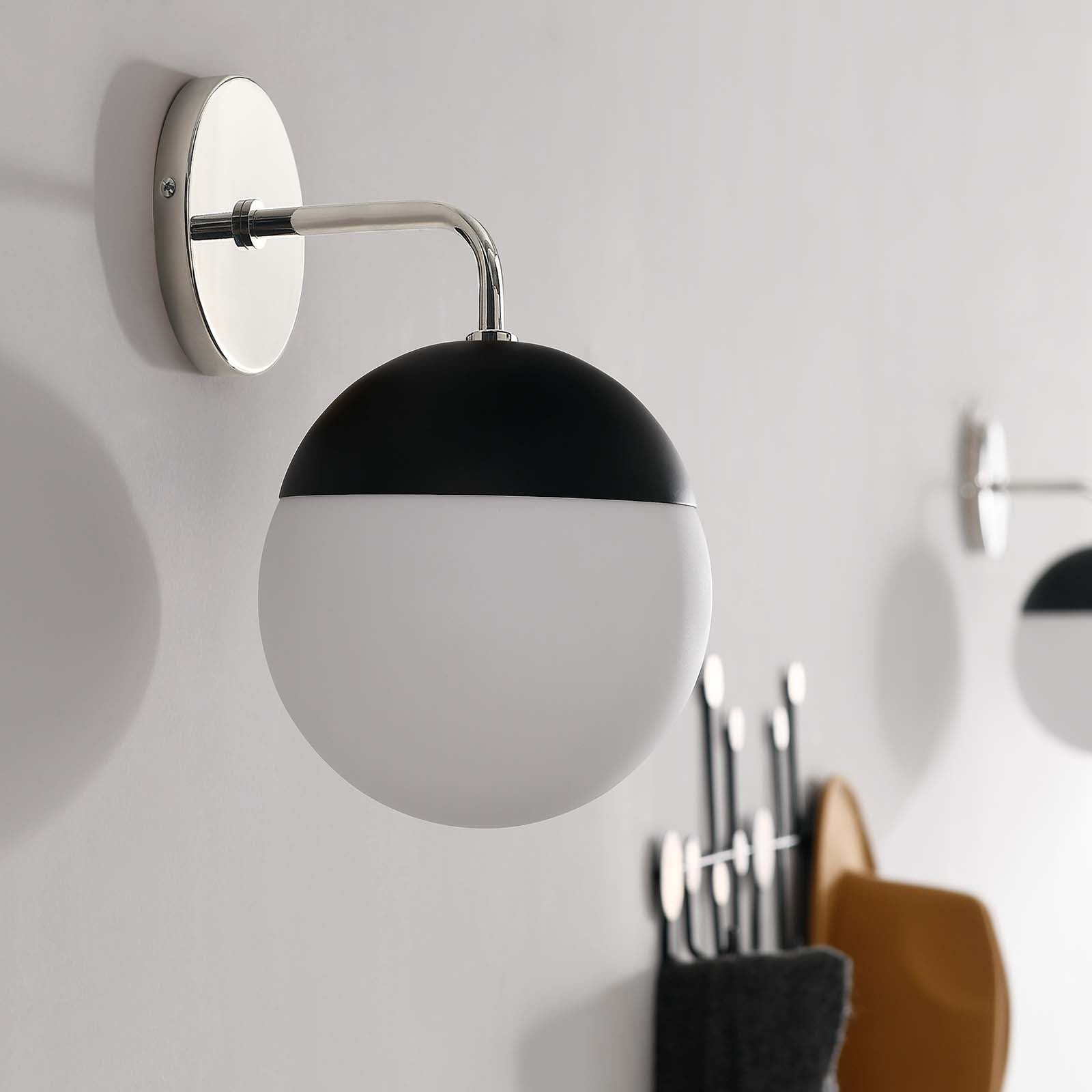 Modway Wall Sconces - Stellar-1-Light-Wall-Sconce-Opal-Polished-Nickel