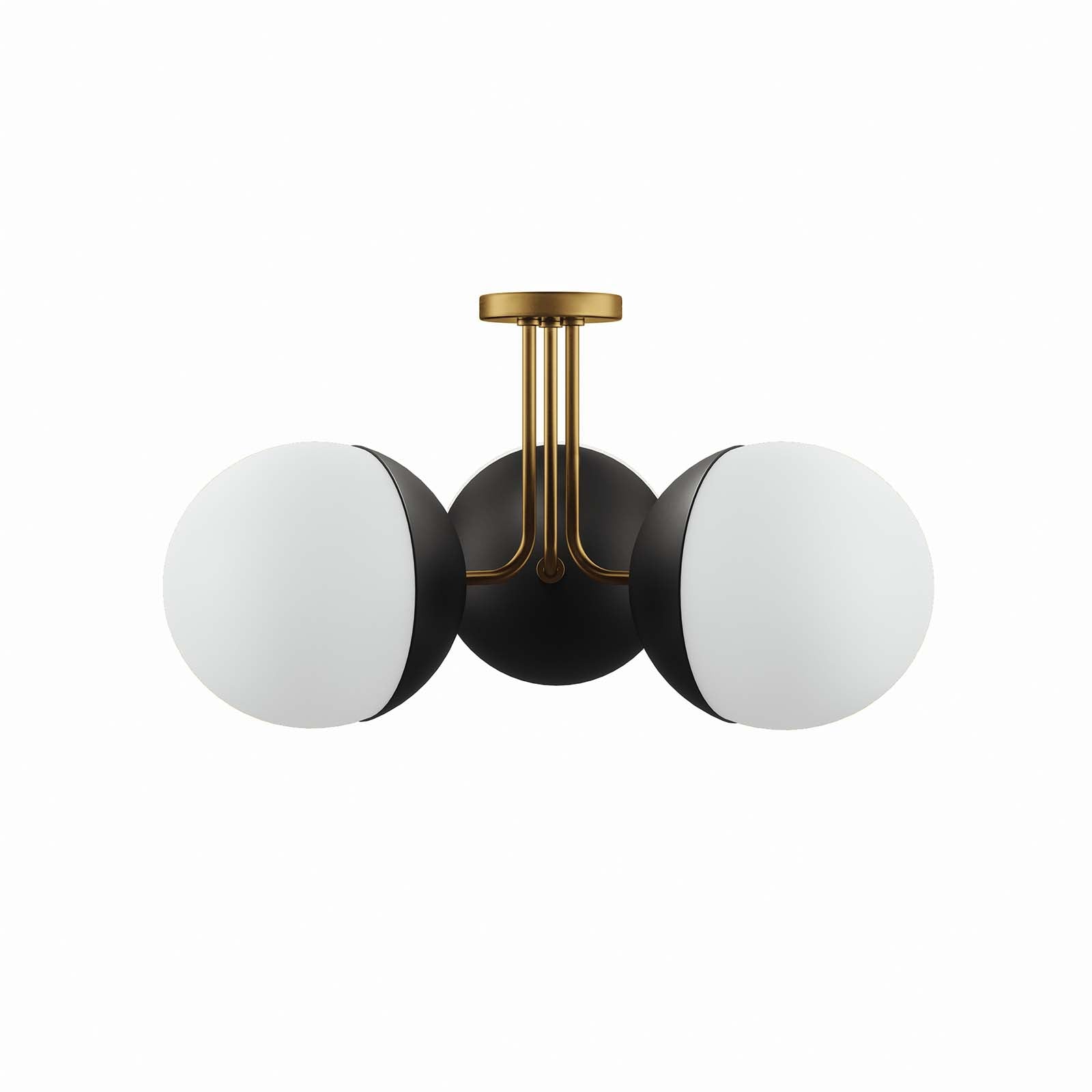 Modway Ceiling Lights - Stellar 3-Light Semi-Flush Ceiling Light Opal Satin Brass