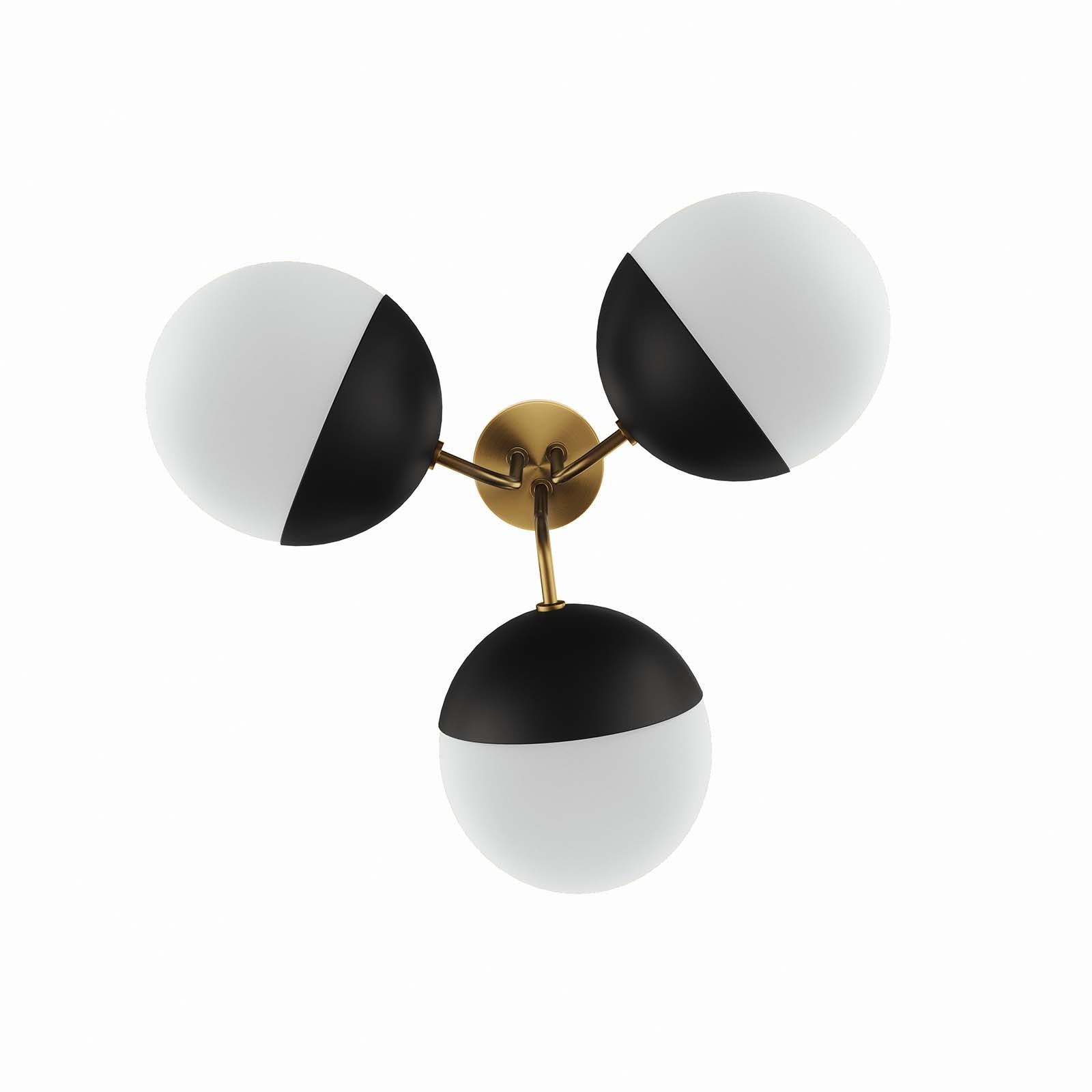 Modway Ceiling Lights - Stellar 3-Light Semi-Flush Ceiling Light Opal Satin Brass