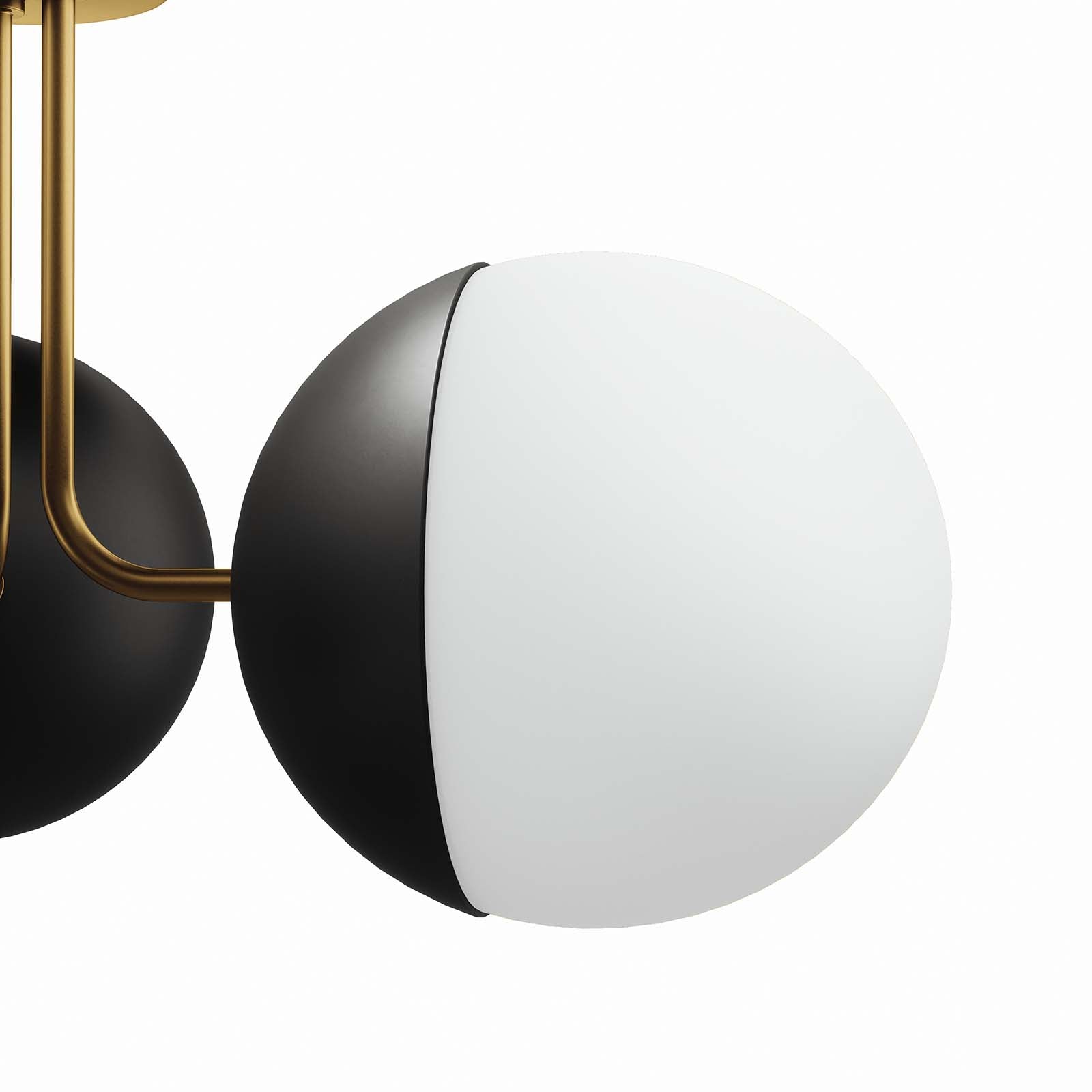 Modway Ceiling Lights - Stellar 3-Light Semi-Flush Ceiling Light Opal Satin Brass