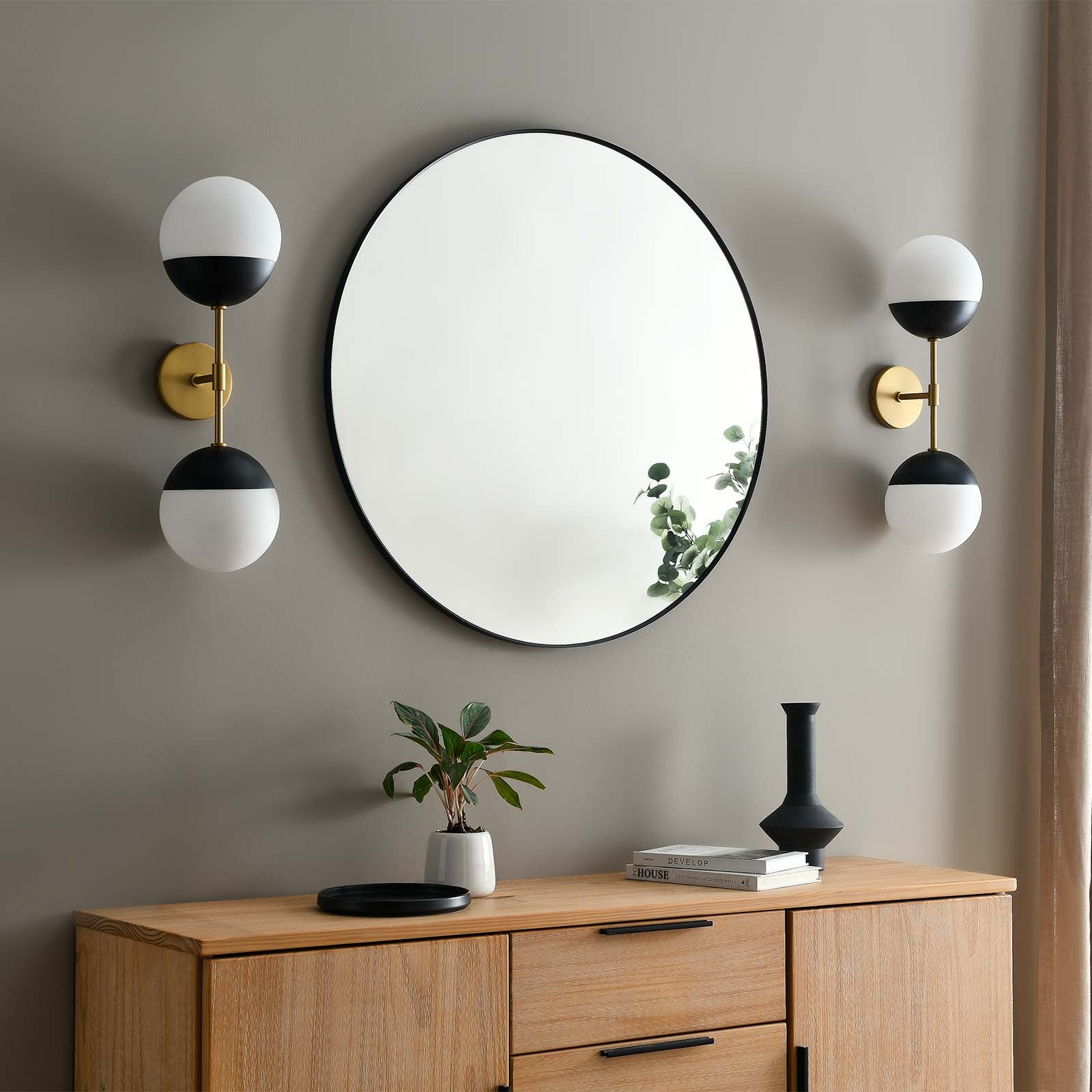 Modway Wall Sconces - Stellar 2-Light Wall Sconce Opal Satin Brass