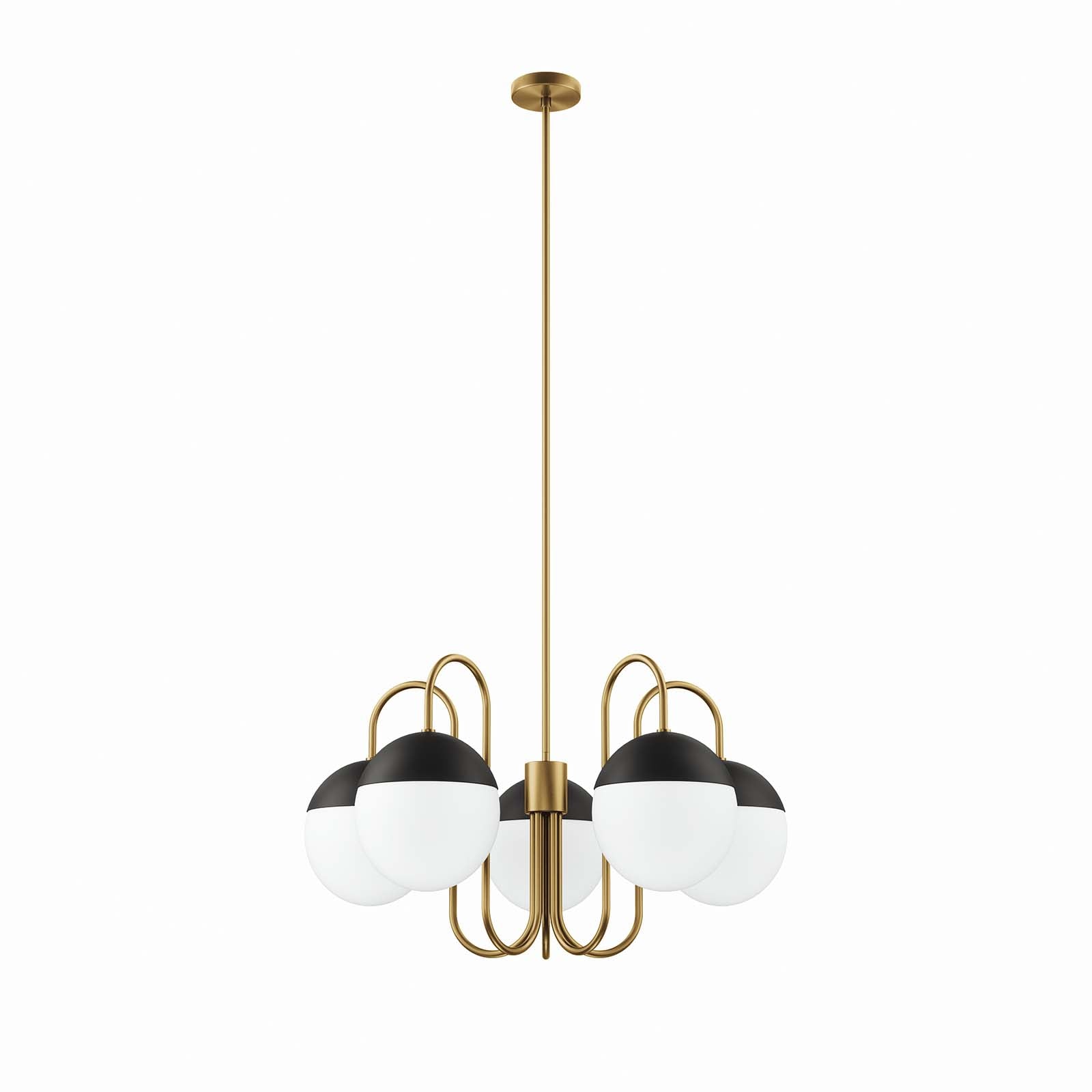 Modway Ceiling Lights - Stellar 5-Light Chandelier Opal Satin Brass