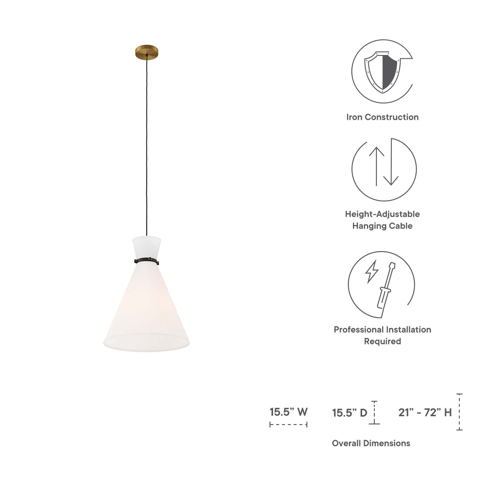 Modway Ceiling Lights - Starlight 1-Light Pendant Light White Satin Brass