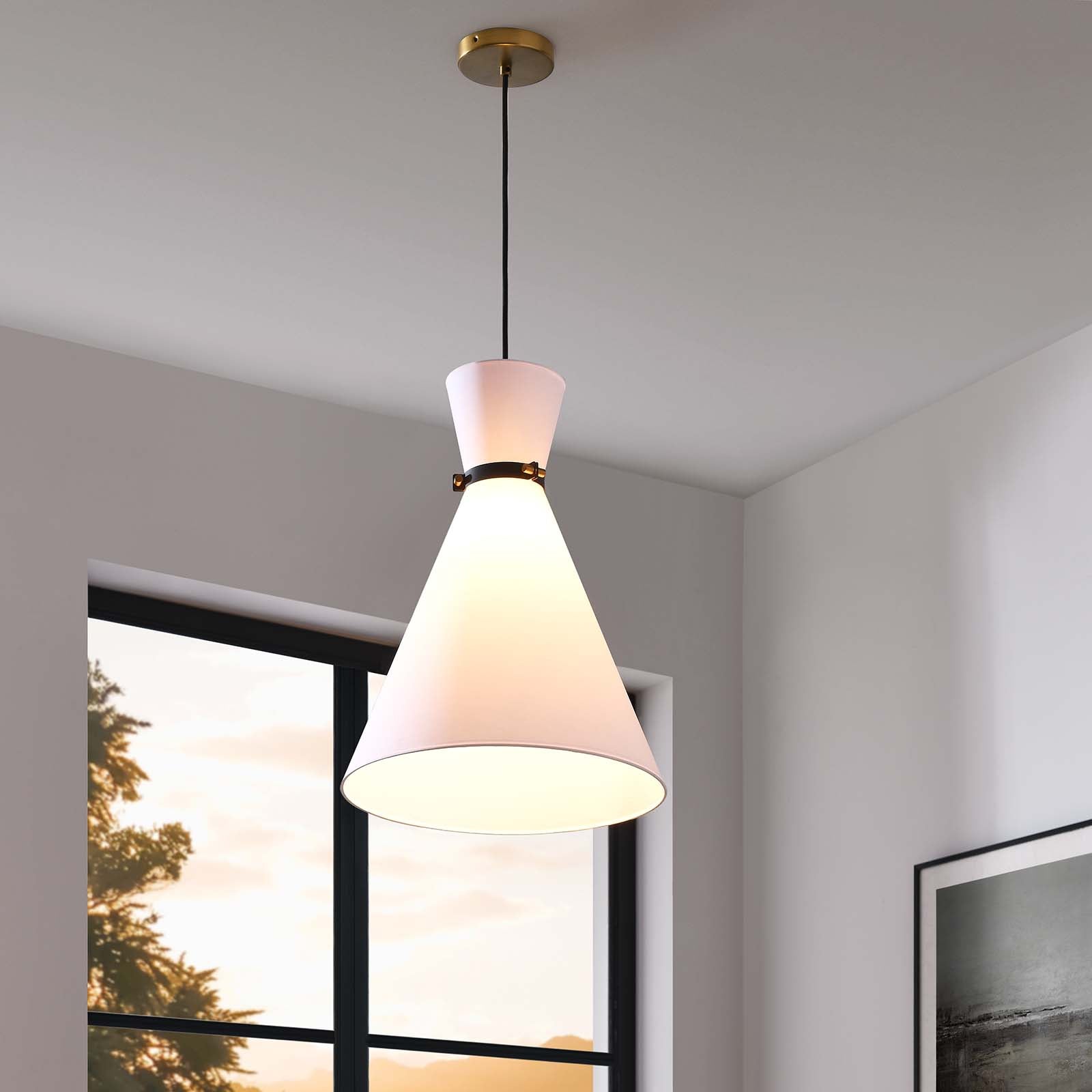 Modway Ceiling Lights - Starlight 1-Light Pendant Light White Satin Brass