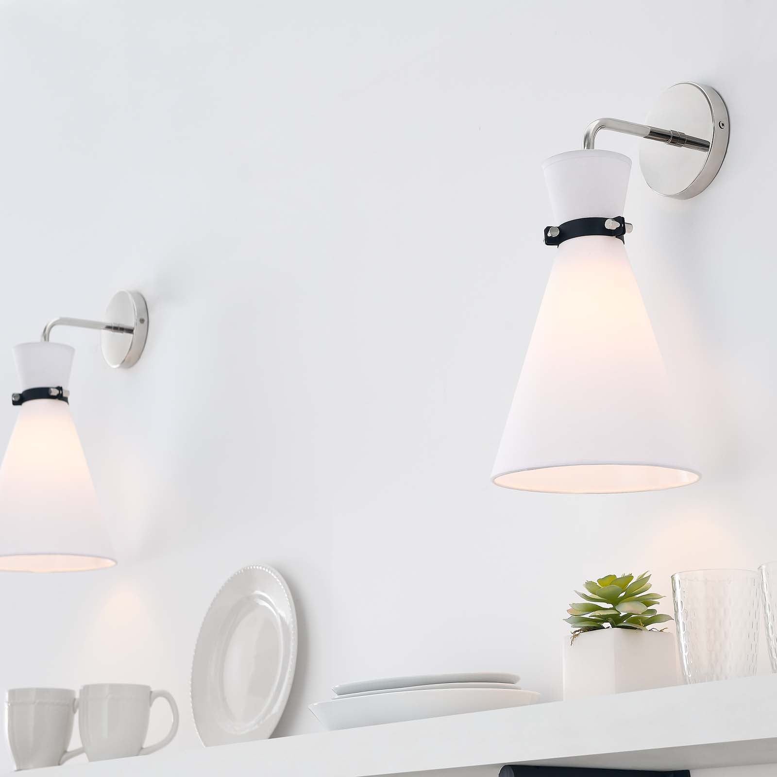 Modway Wall Sconces - Starlight 1-Light Wall Sconce White Polished Nickel