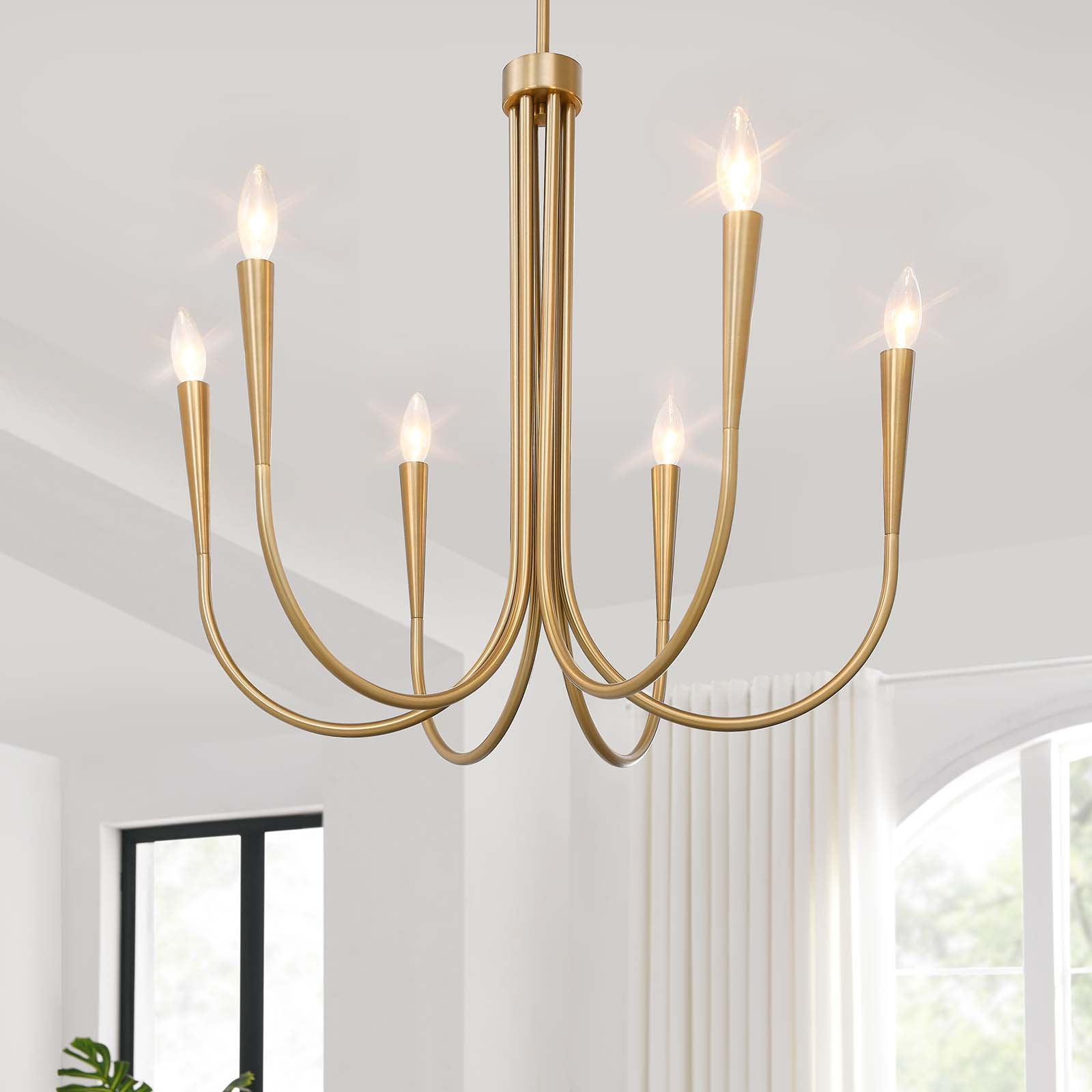 Modway Ceiling Lights - Penrose 6-Light Chandelier Satin Brass